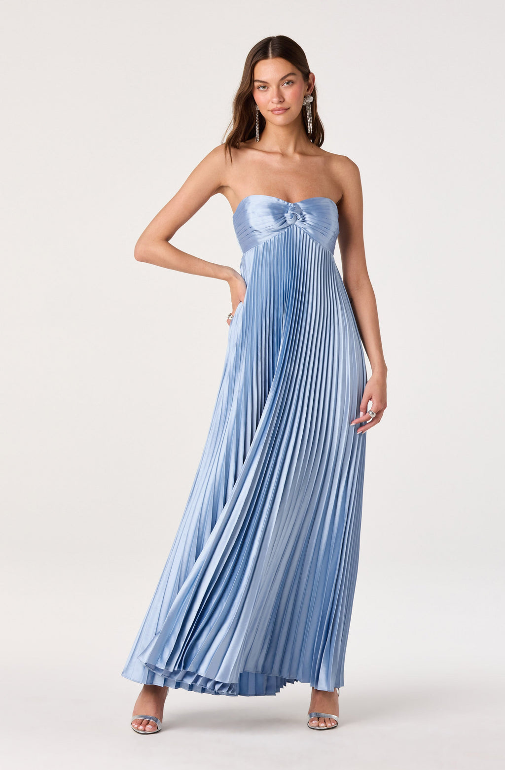 Cyrina Plissé Strapless Maxi Gown