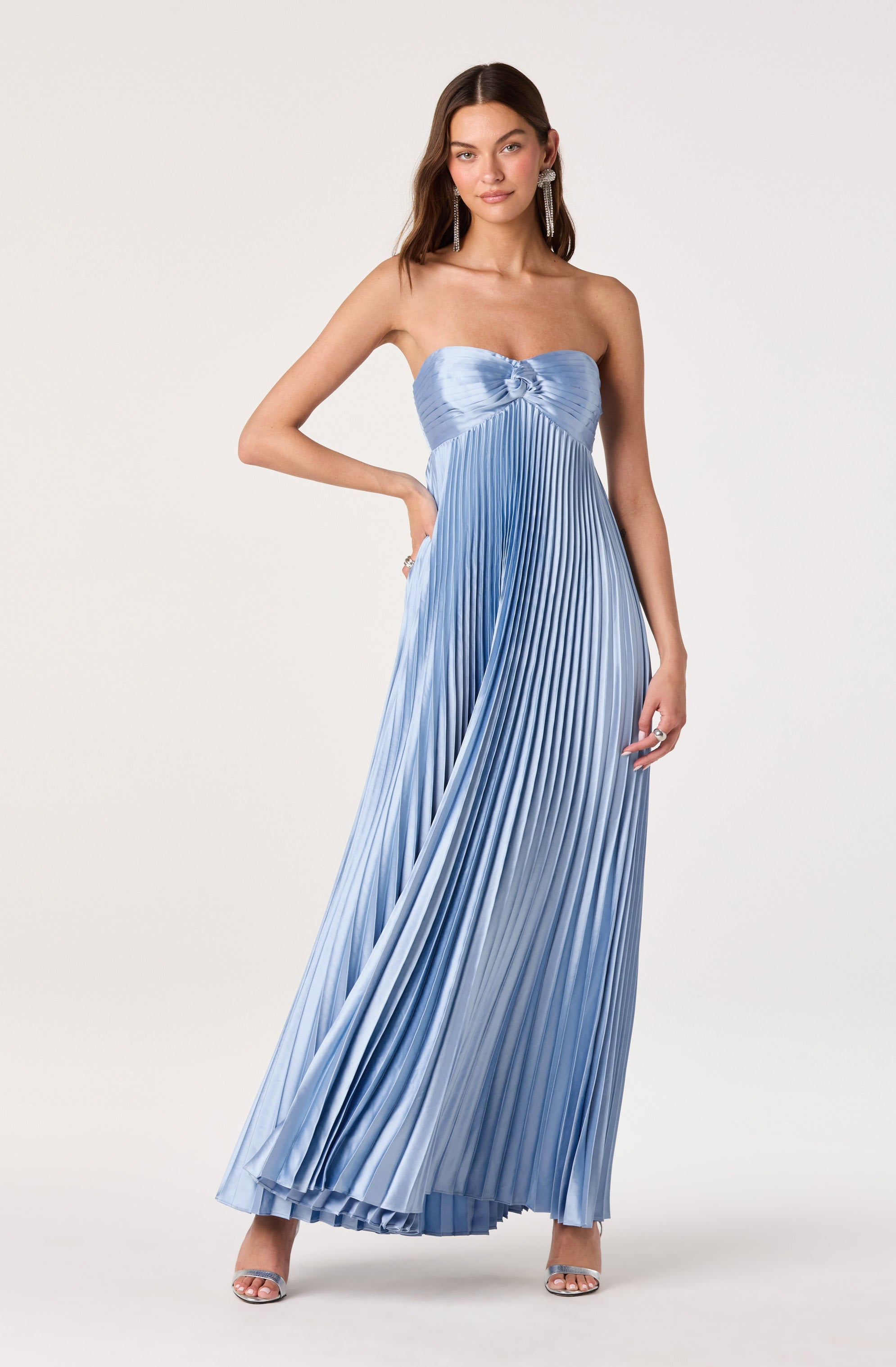 Cyrina Plissé Strapless Maxi Gown