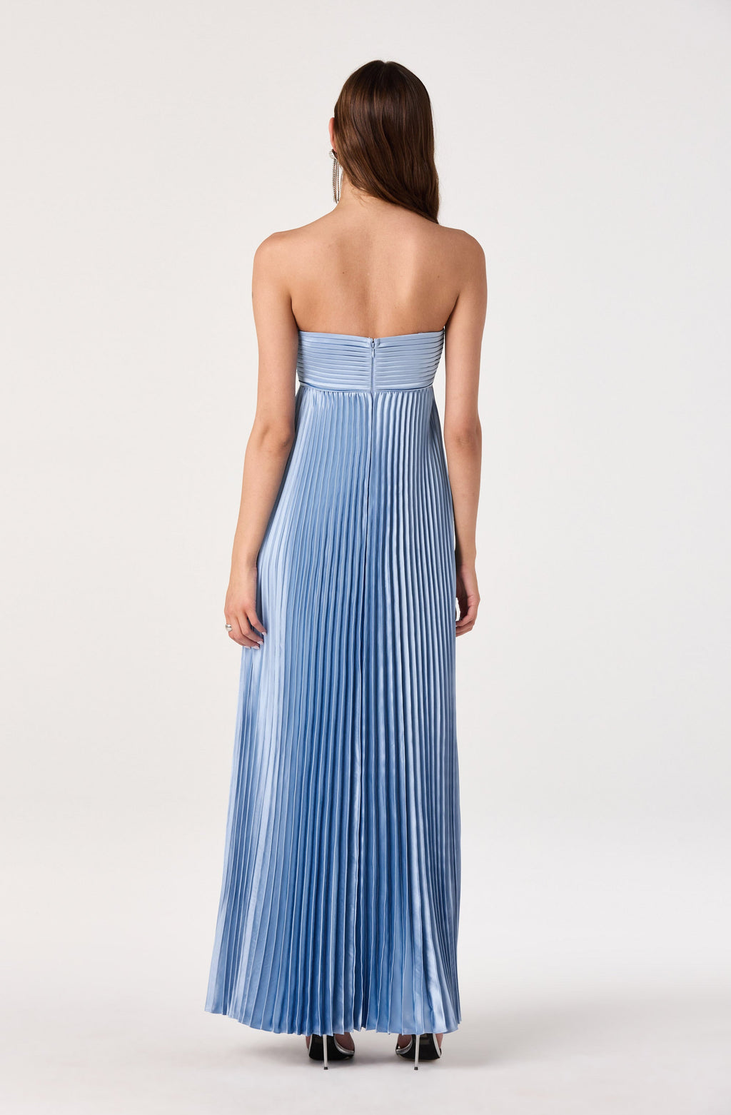 Cyrina Plissé Strapless Maxi Gown