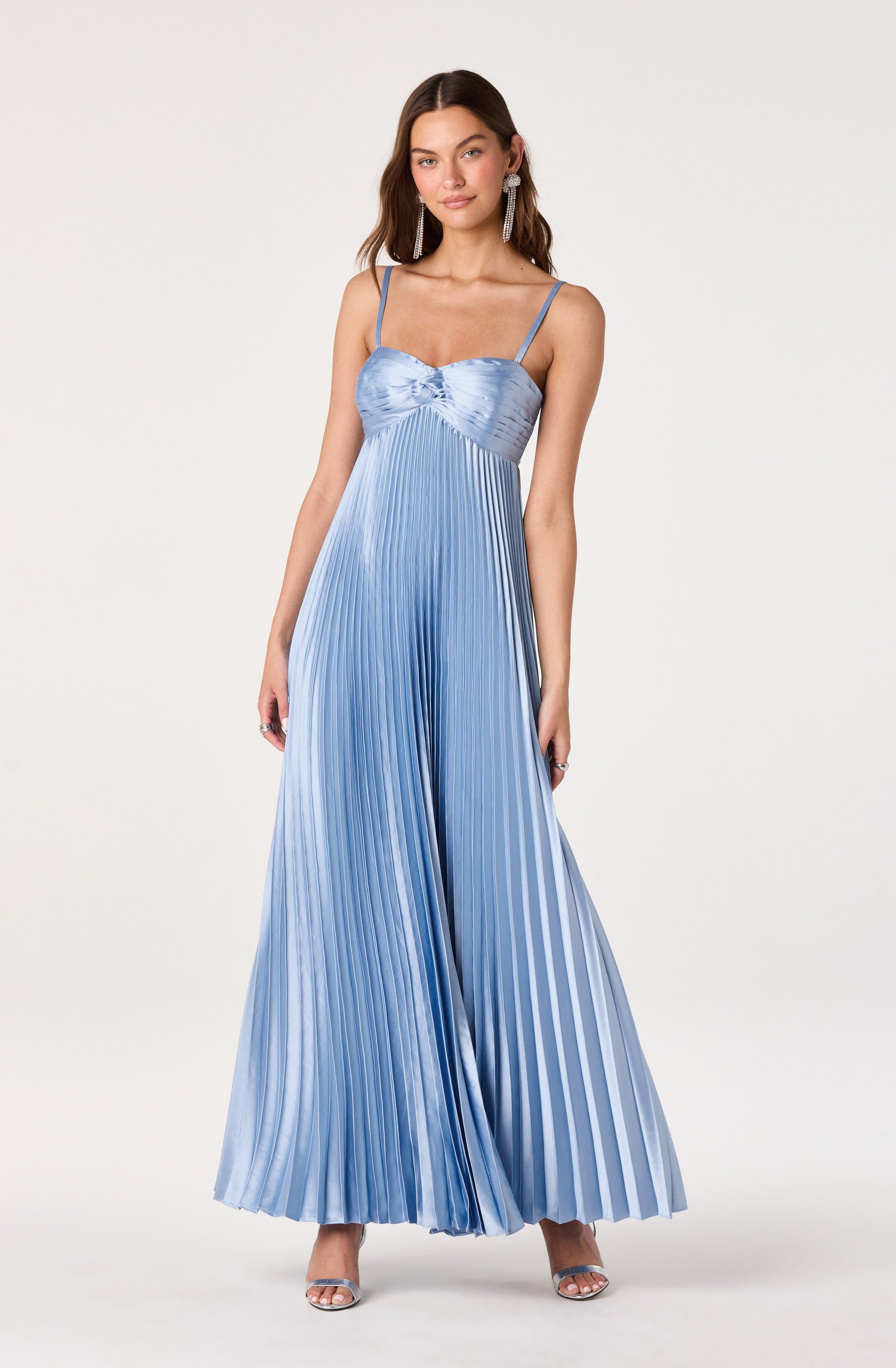 Cyrina Plissé Strapless Maxi Gown