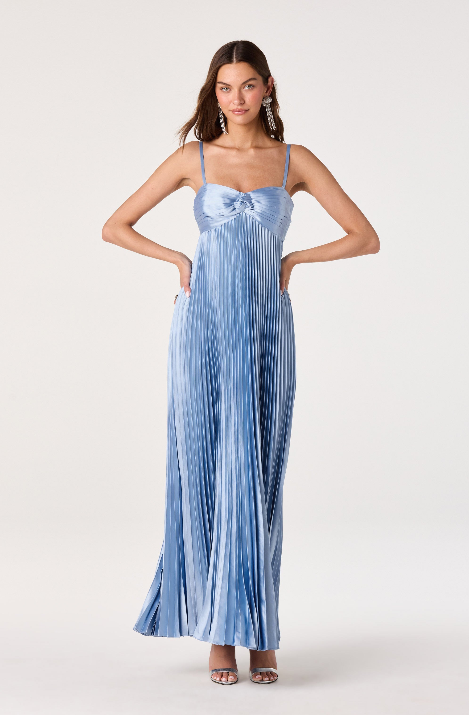 Cyrina Plissé Strapless Maxi Gown