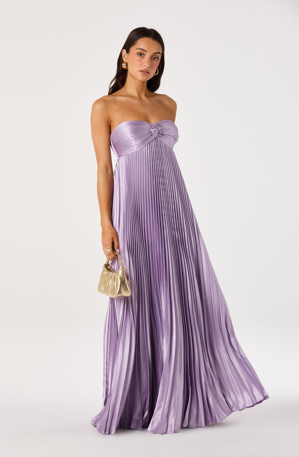 Cyrina Plissé Strapless Maxi Gown