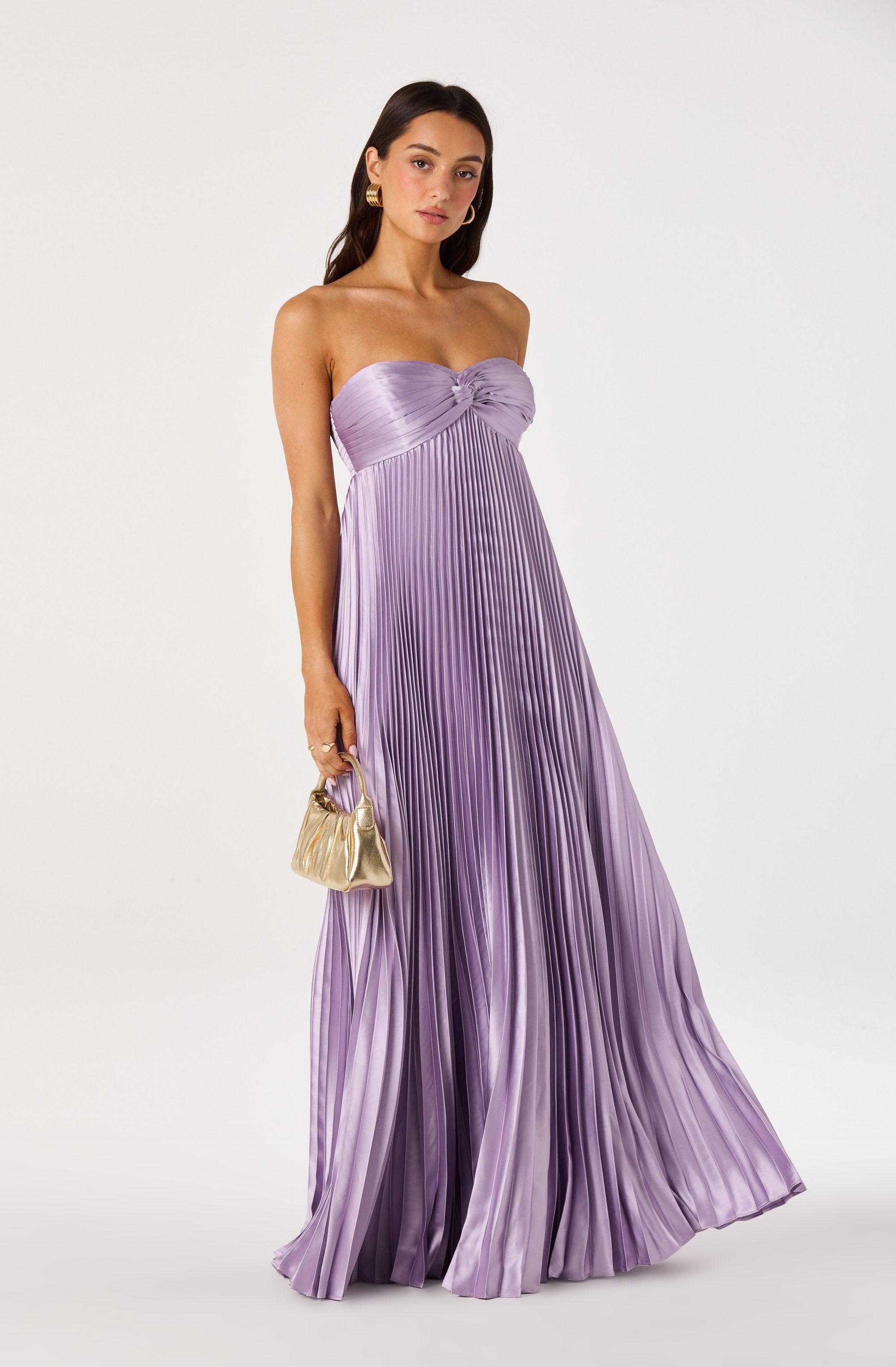 Cyrina Plissé Strapless Maxi Gown