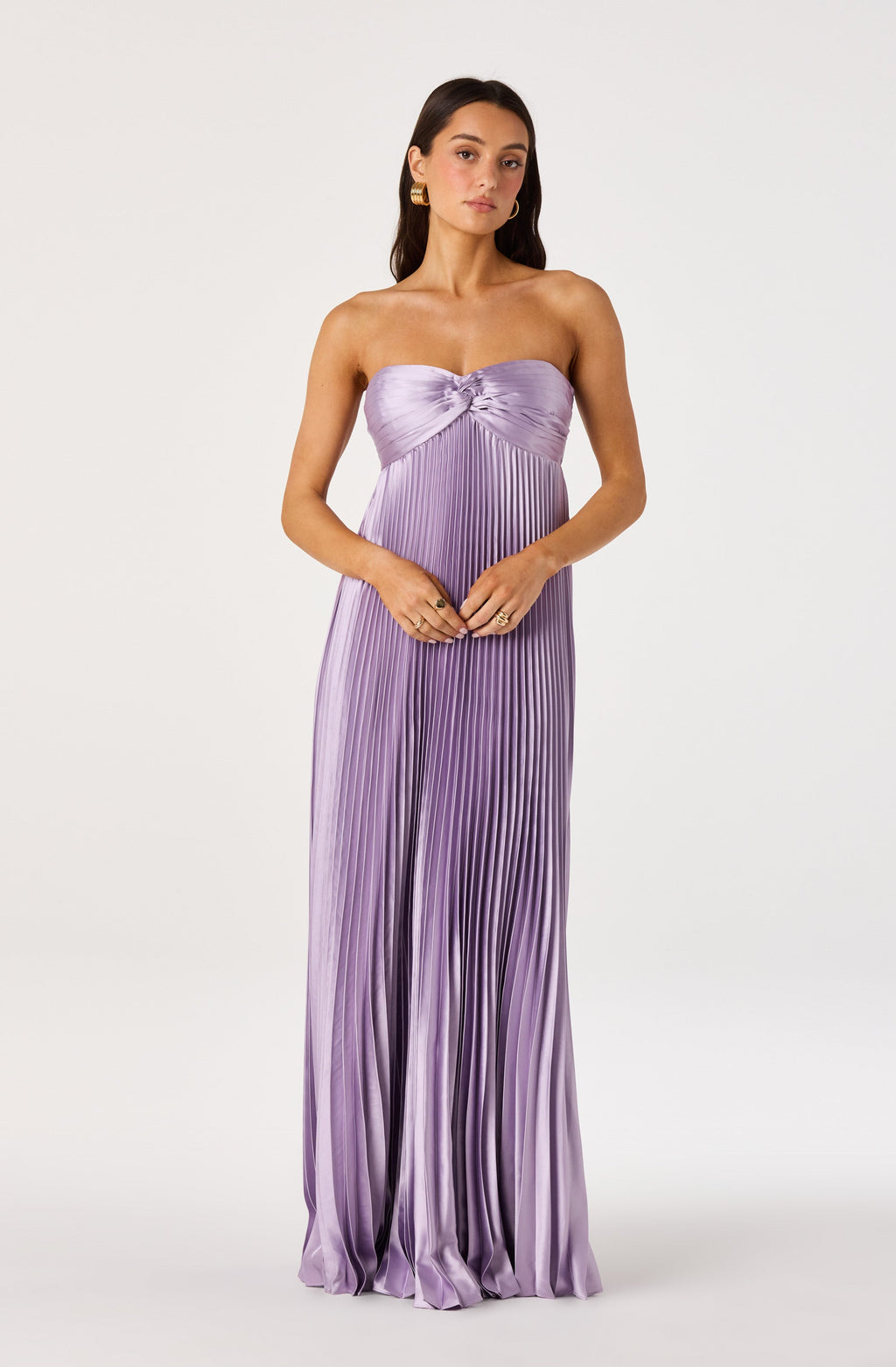 Cyrina Plissé Strapless Maxi Gown