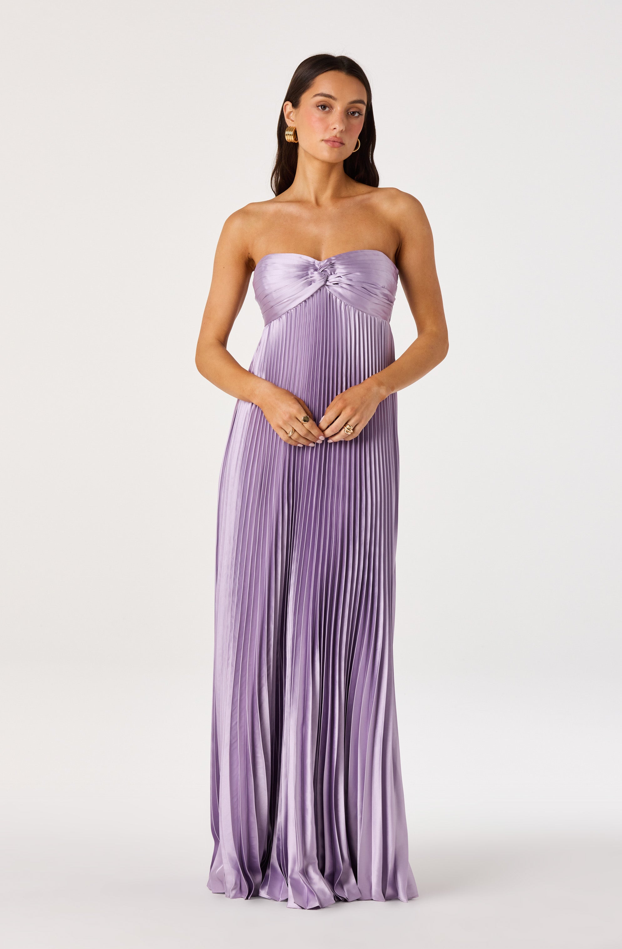 Cyrina Plissé Strapless Maxi Gown