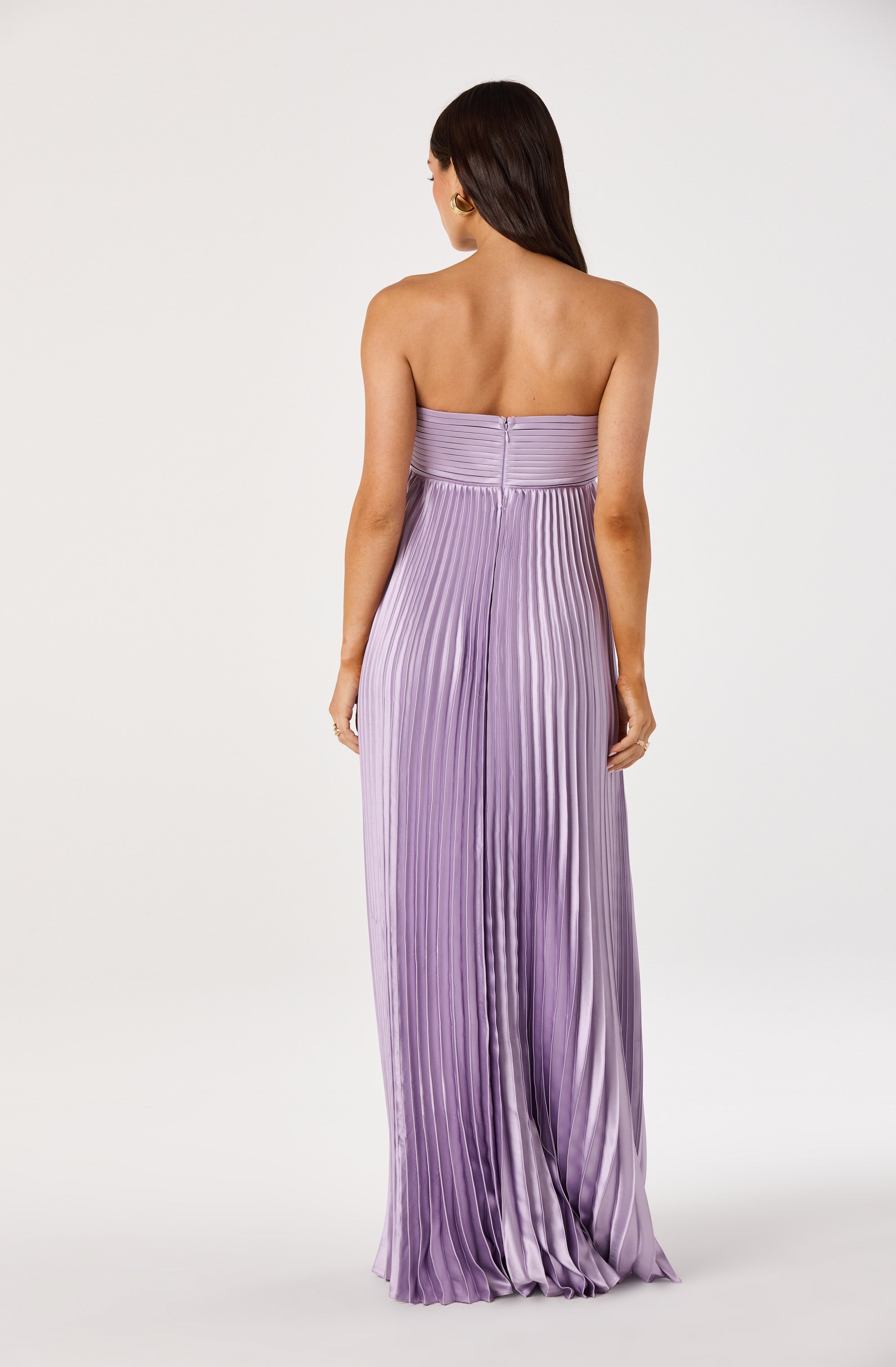 Cyrina Plissé Strapless Maxi Gown