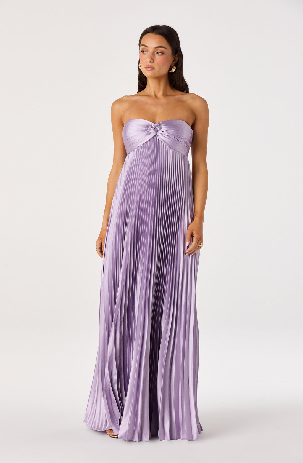 Cyrina Plissé Strapless Maxi Gown
