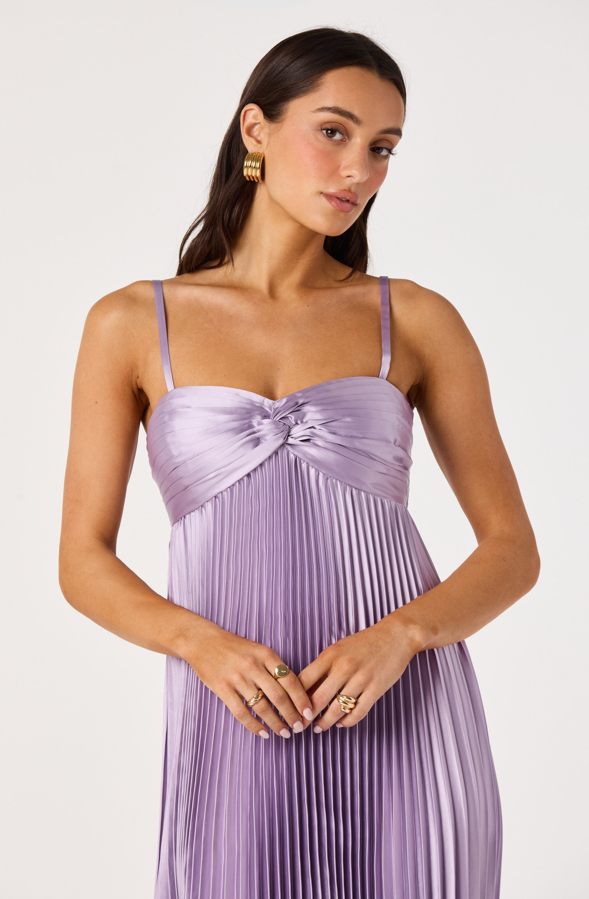 Cyrina Plissé Strapless Maxi Gown
