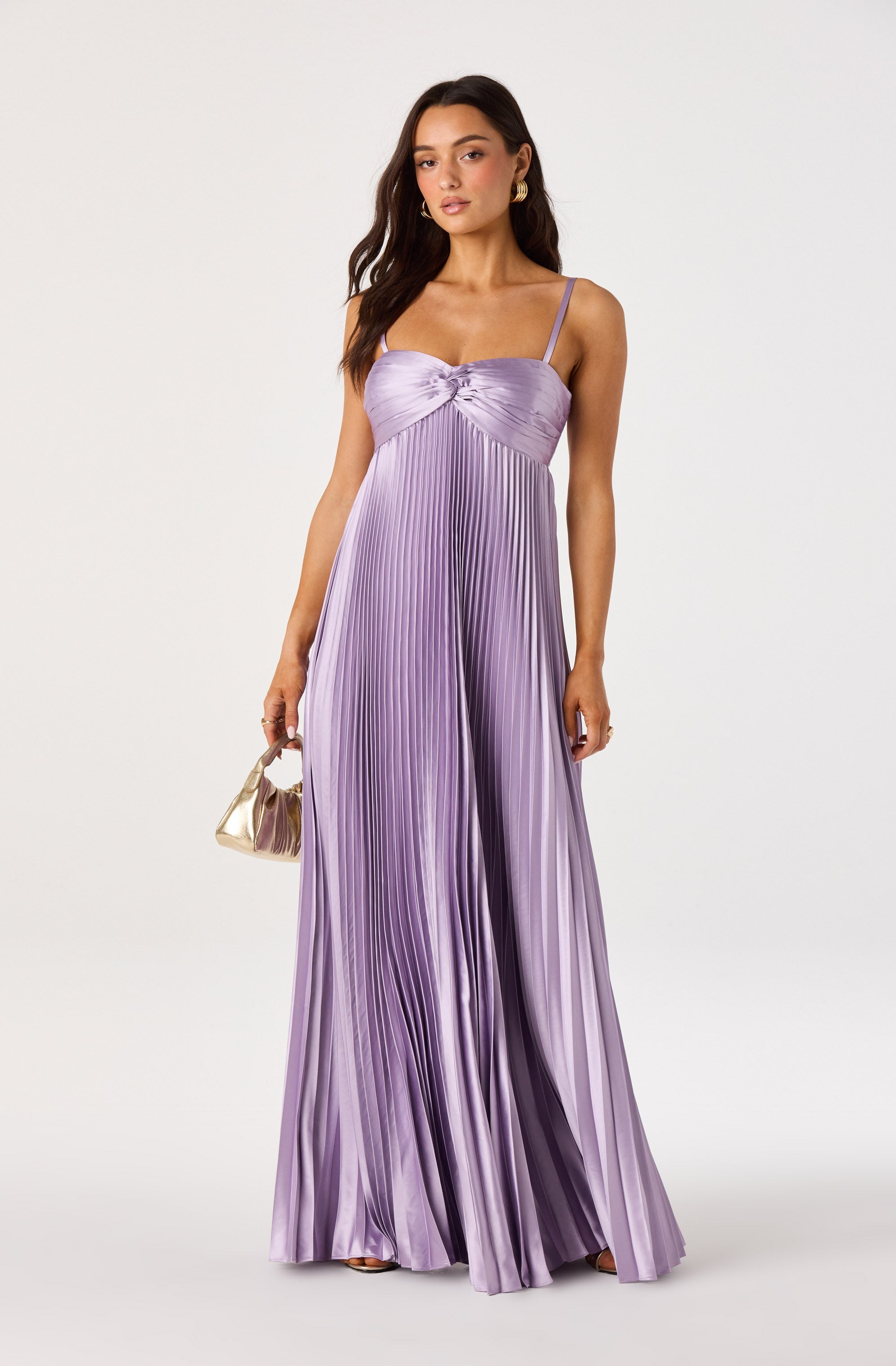 Cyrina Plissé Strapless Maxi Gown