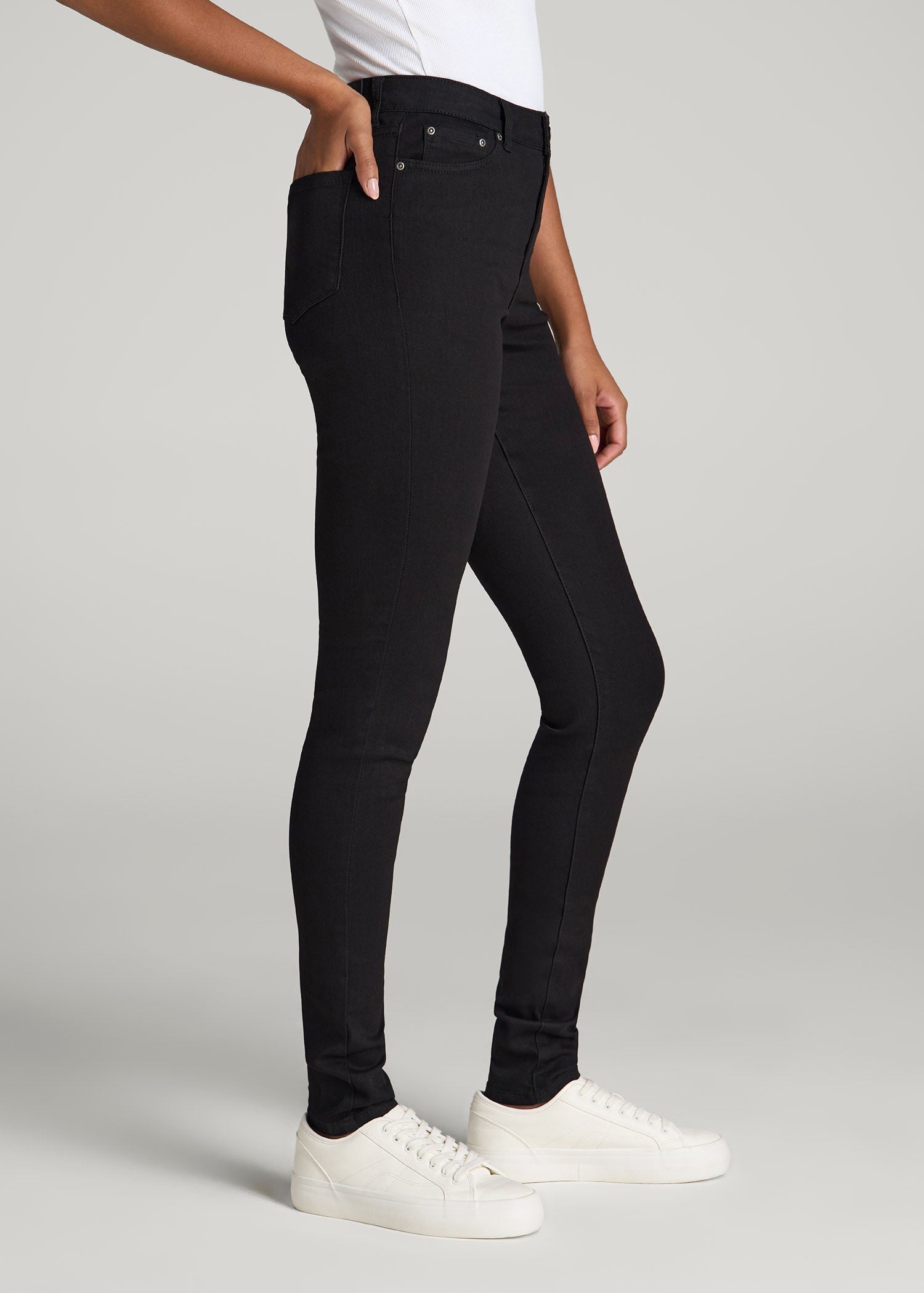 Georgia High-Rise Skinny Jeans for Tall Women in Black