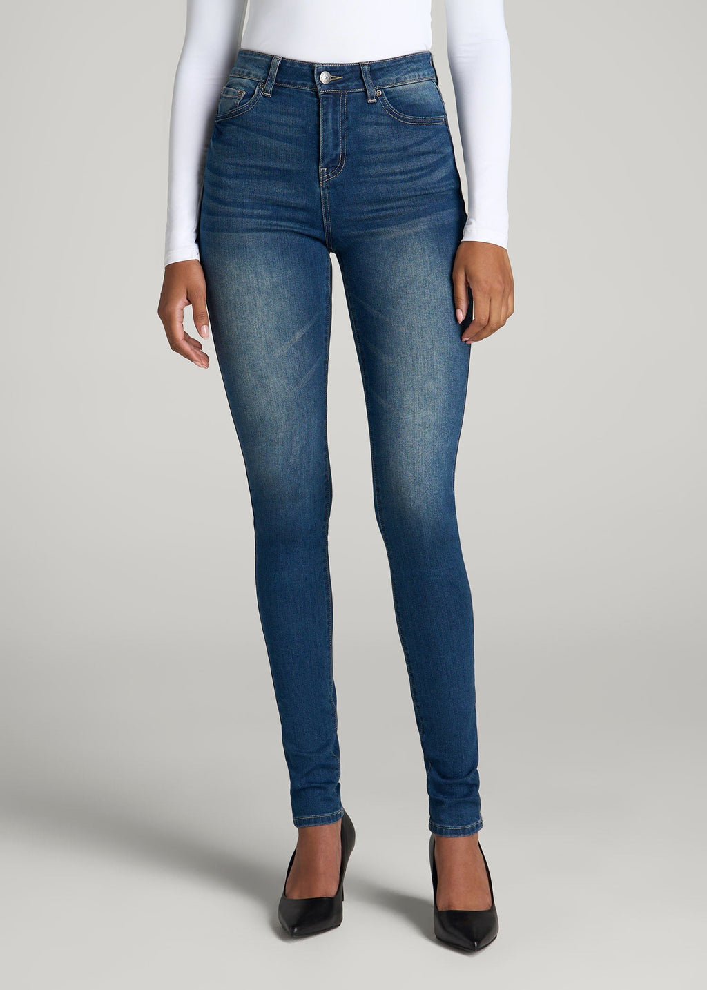 Georgia High-Rise Skinny Jeans for Tall Women in Classic Blue