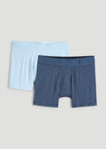 Micro Modal Boxer Briefs for Tall Men in Blue Print/ Ice Blue