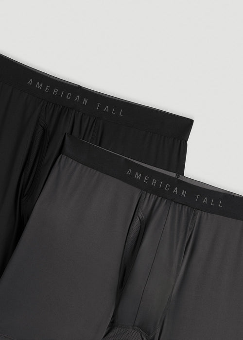 2-Pack A.T. Performance Boxer Briefs for Tall Men in Black & Charcoal Rinse