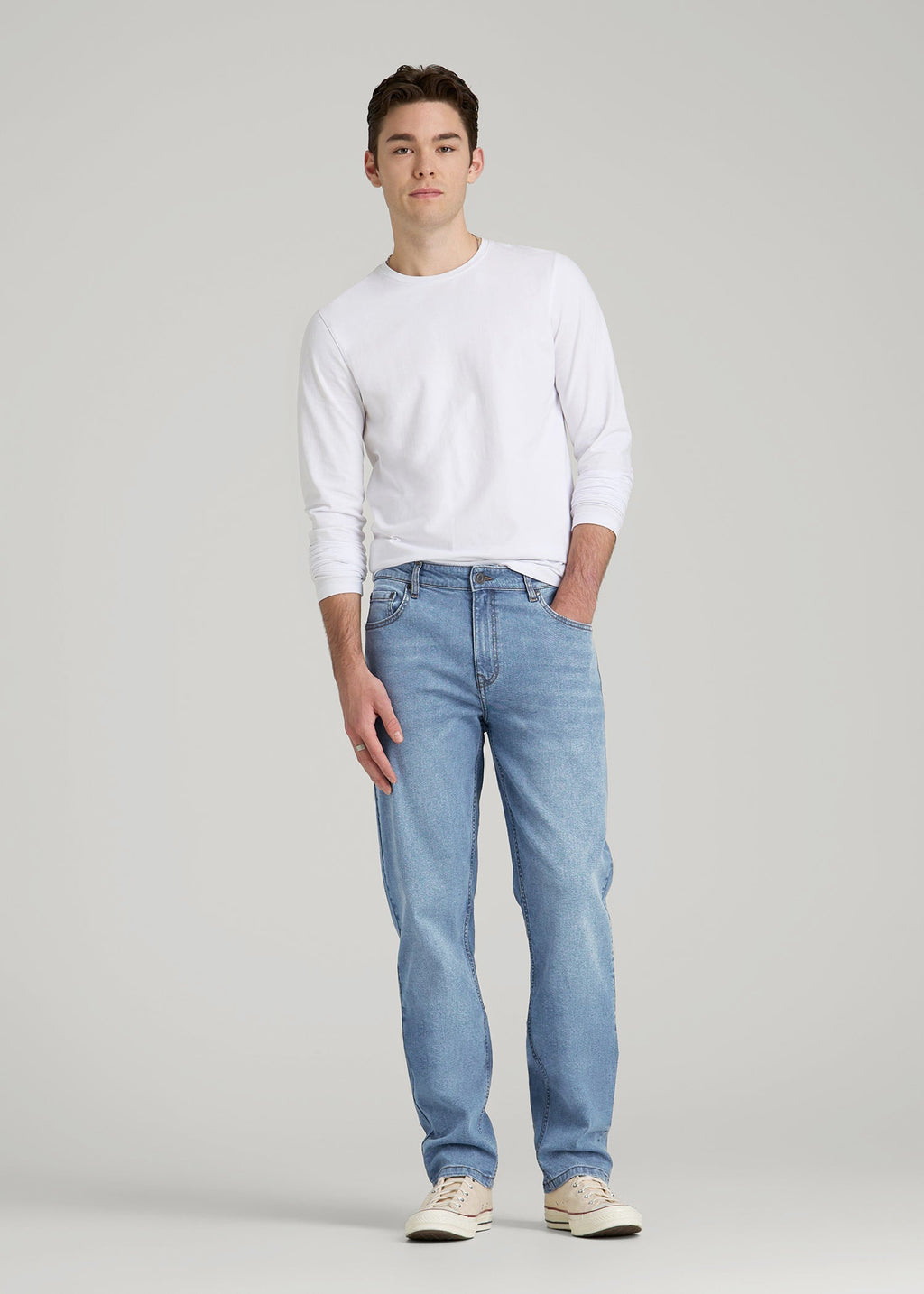 A.T. Basics Men's J1 Straight Fit Jeans for Tall Men in Tufts Blue