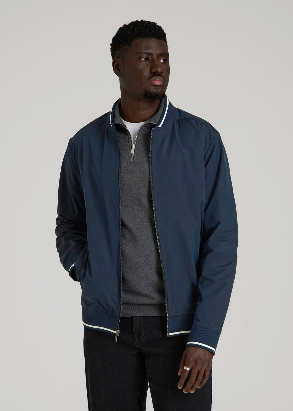 A.T. Bomber Jacket for Tall Men in Navy