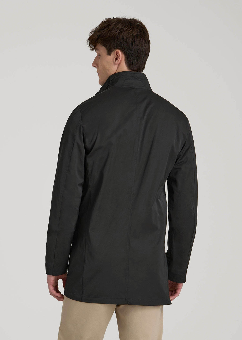 Zip Trench Coat for Tall Men in Black