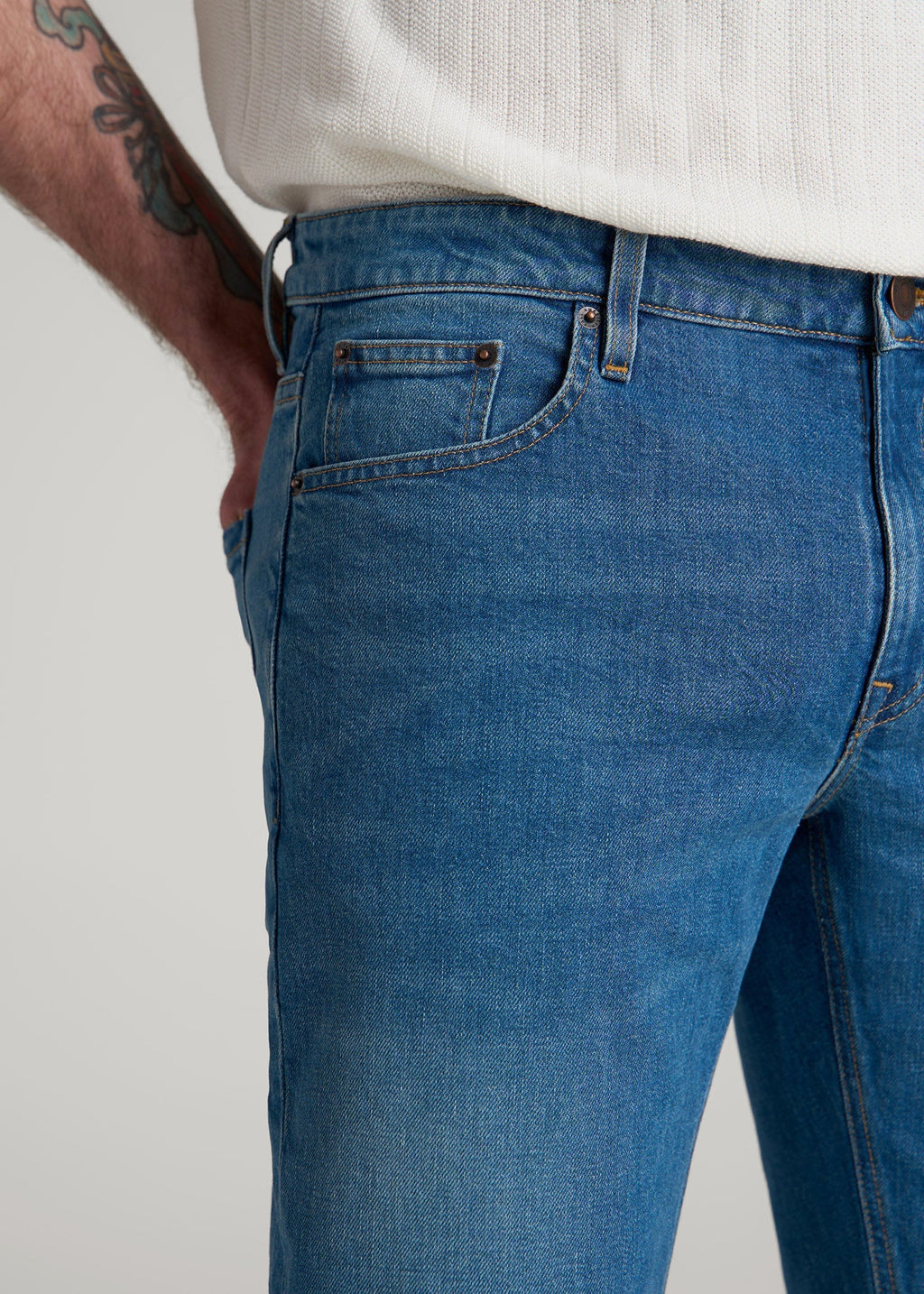 Americana Collection Carman Tapered Fit Jeans For Tall Men in Sail Blue