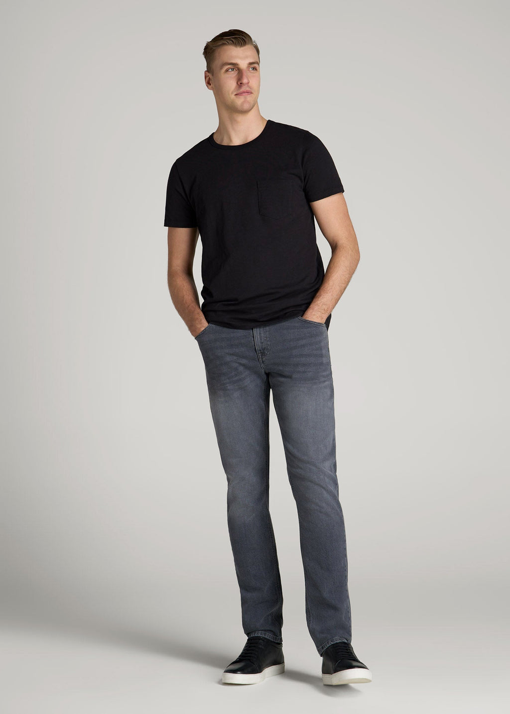 Americana Collection Carman Tapered Fit Jeans For Tall Men in Wolf Grey