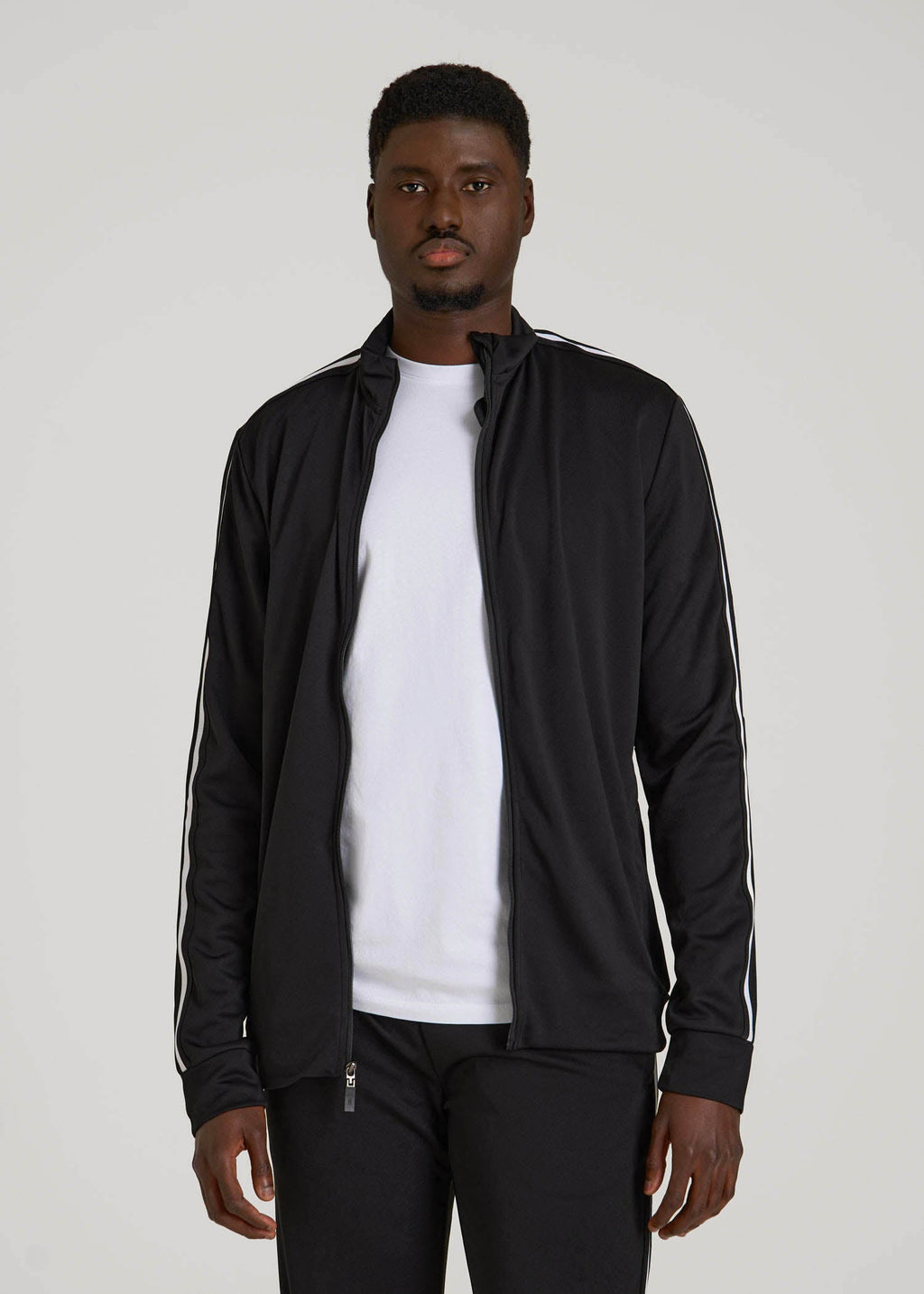 Athletic Stripe Jacket for Tall Men in Black-White Stripe