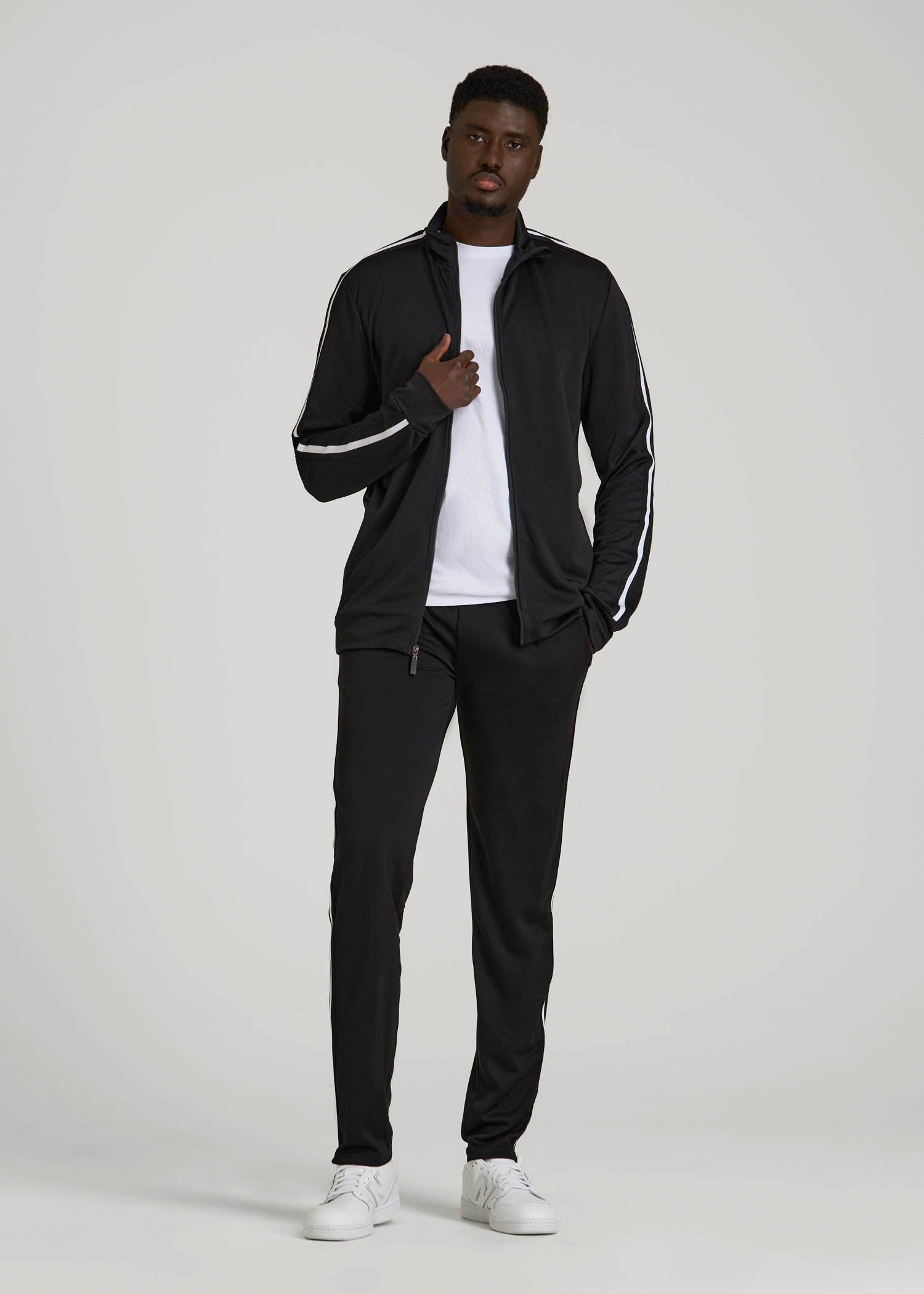 Athletic Stripe Jacket for Tall Men in Black-White Stripe