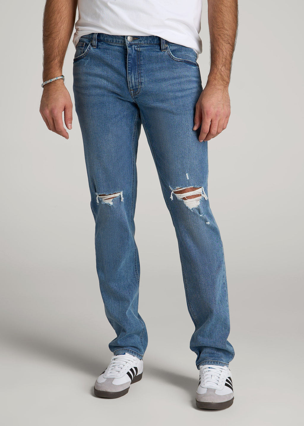 Carman TAPERED Jeans for Tall Men in Distressed Skyline Blue
