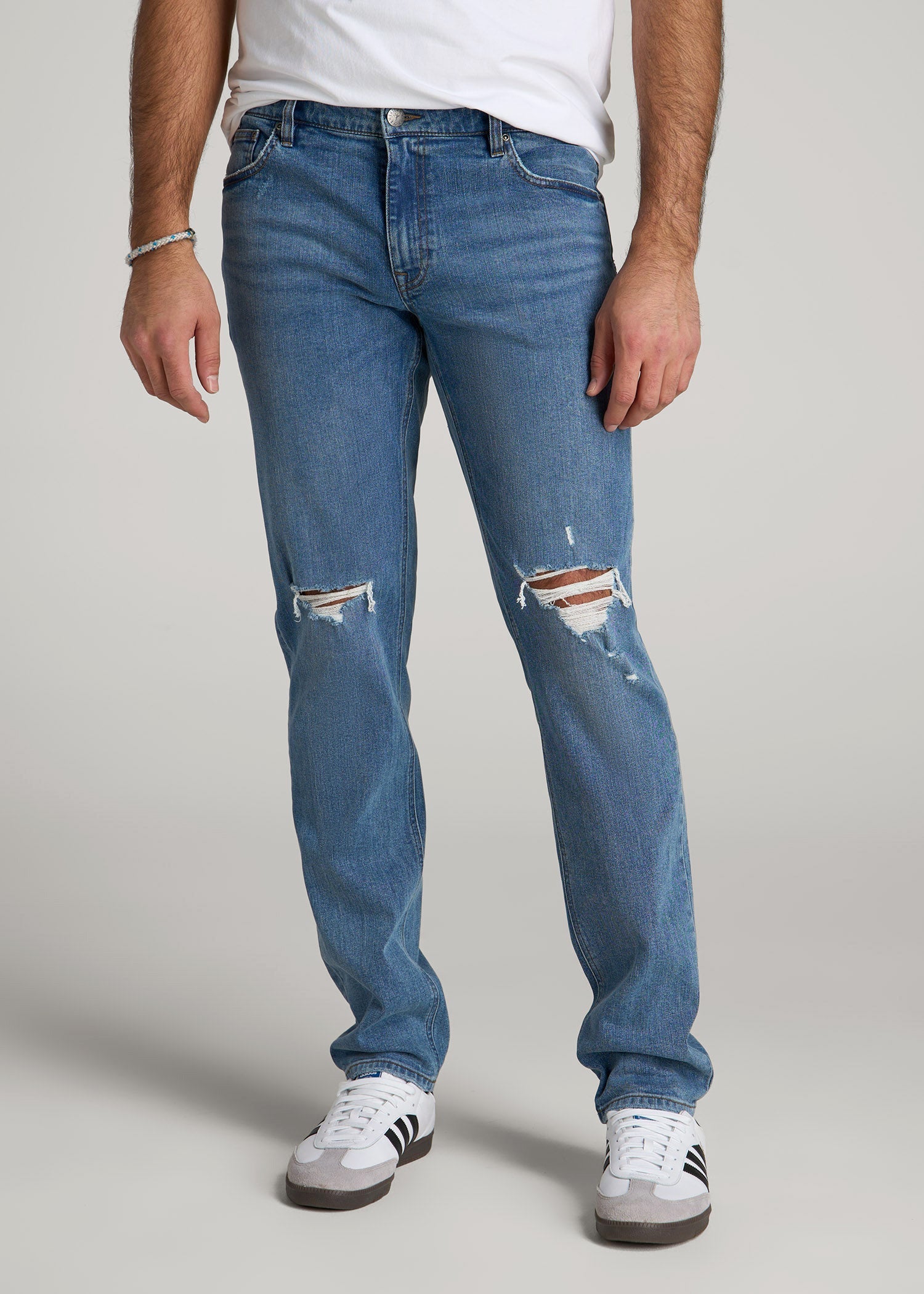 Carman TAPERED Jeans for Tall Men in Distressed Skyline Blue