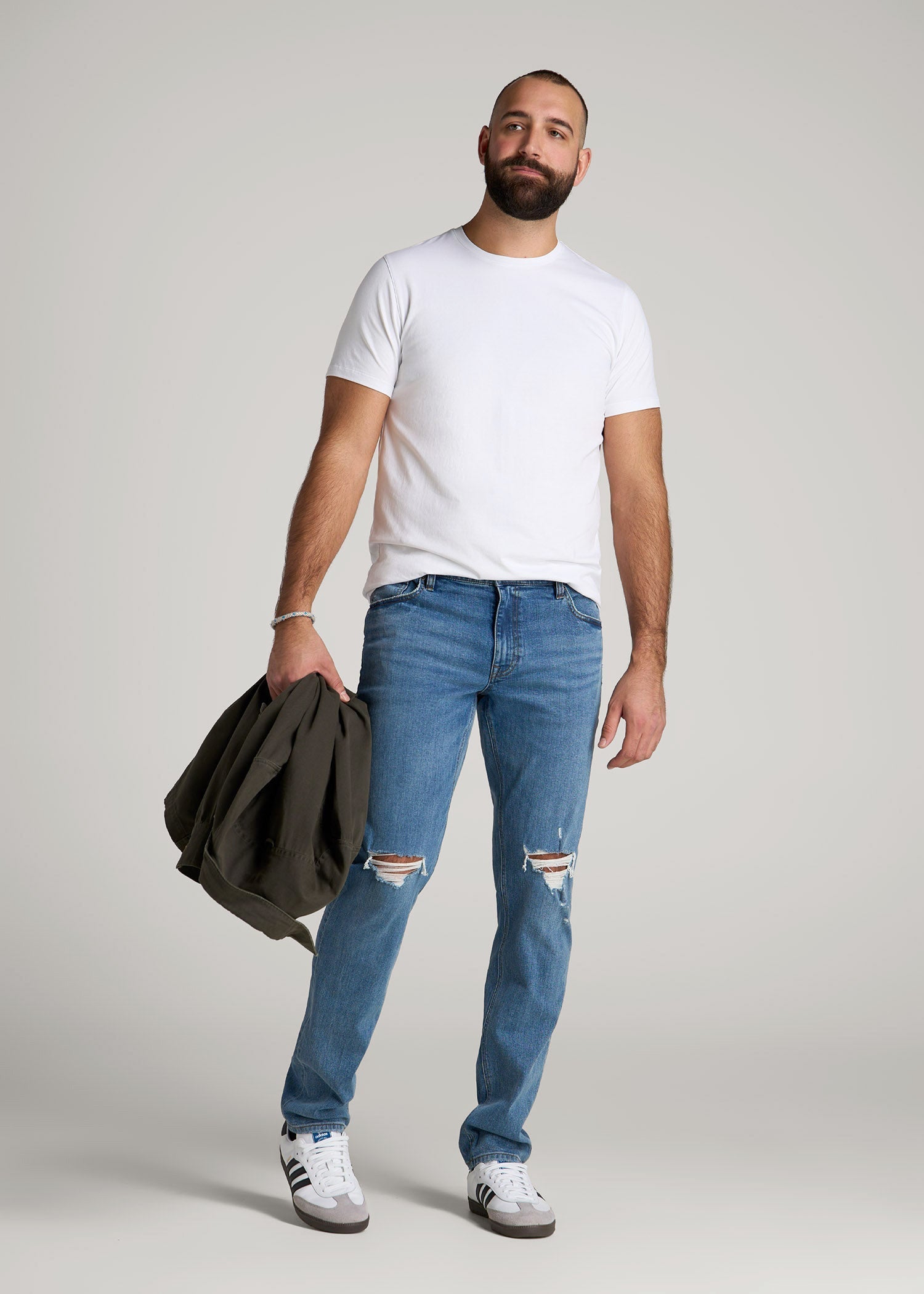 Carman TAPERED Jeans for Tall Men in Distressed Skyline Blue