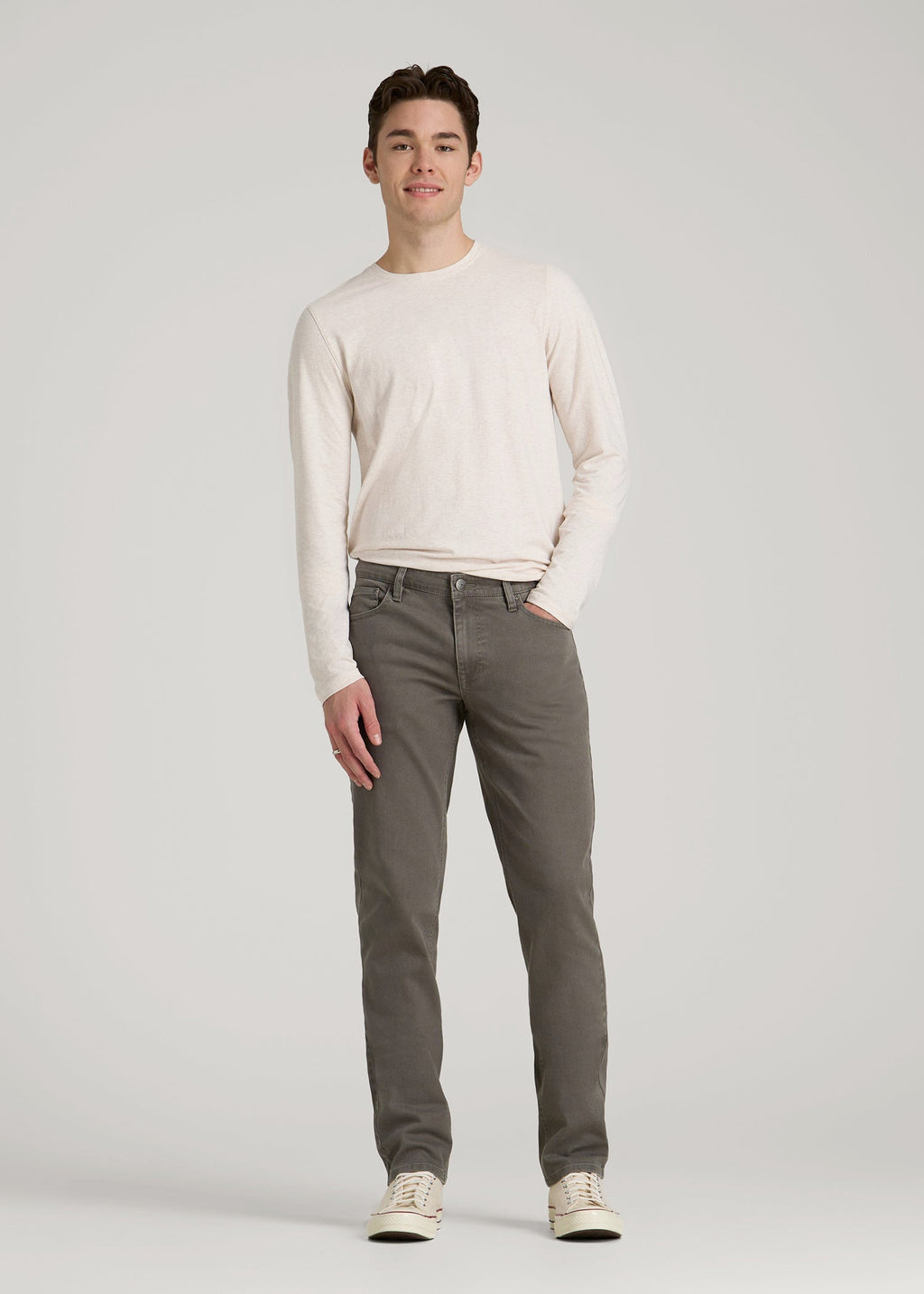 Carman Tapered Fit Colored Jeans for Tall Men in Sage