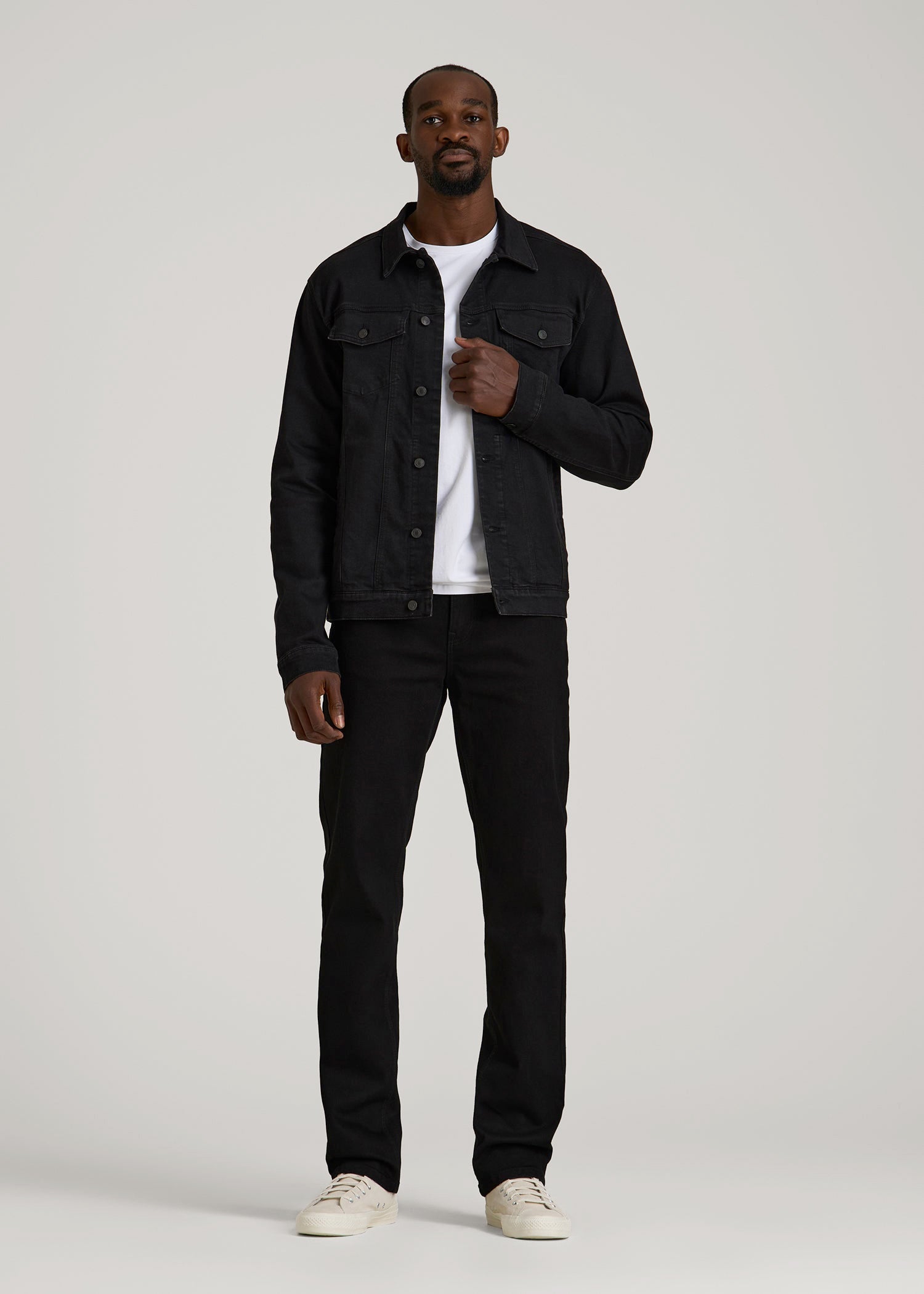 Classic Denim Jacket for Tall Men in Black