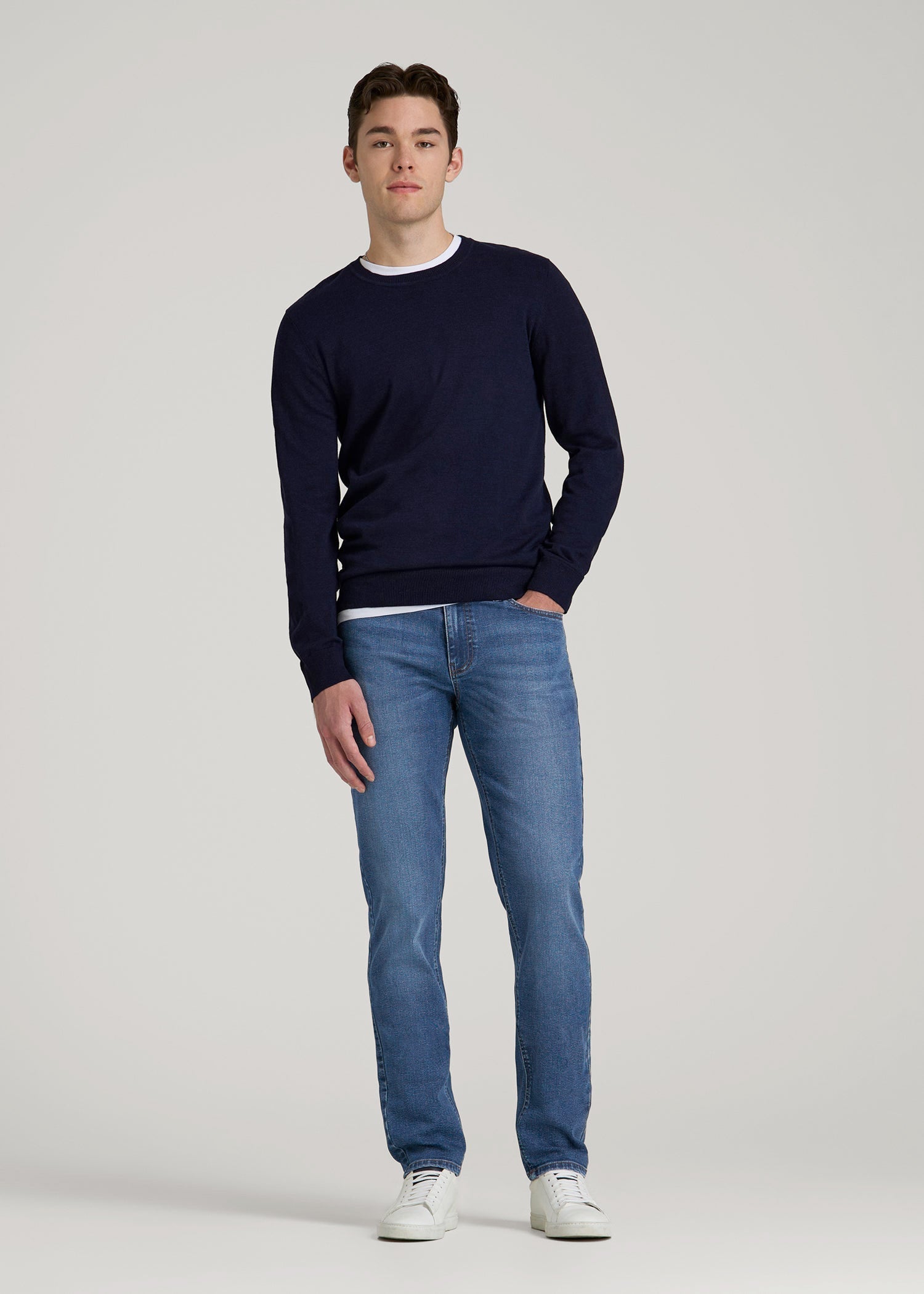 Dylan Slim Fit Jeans for Tall Men in Classic Mid Blue