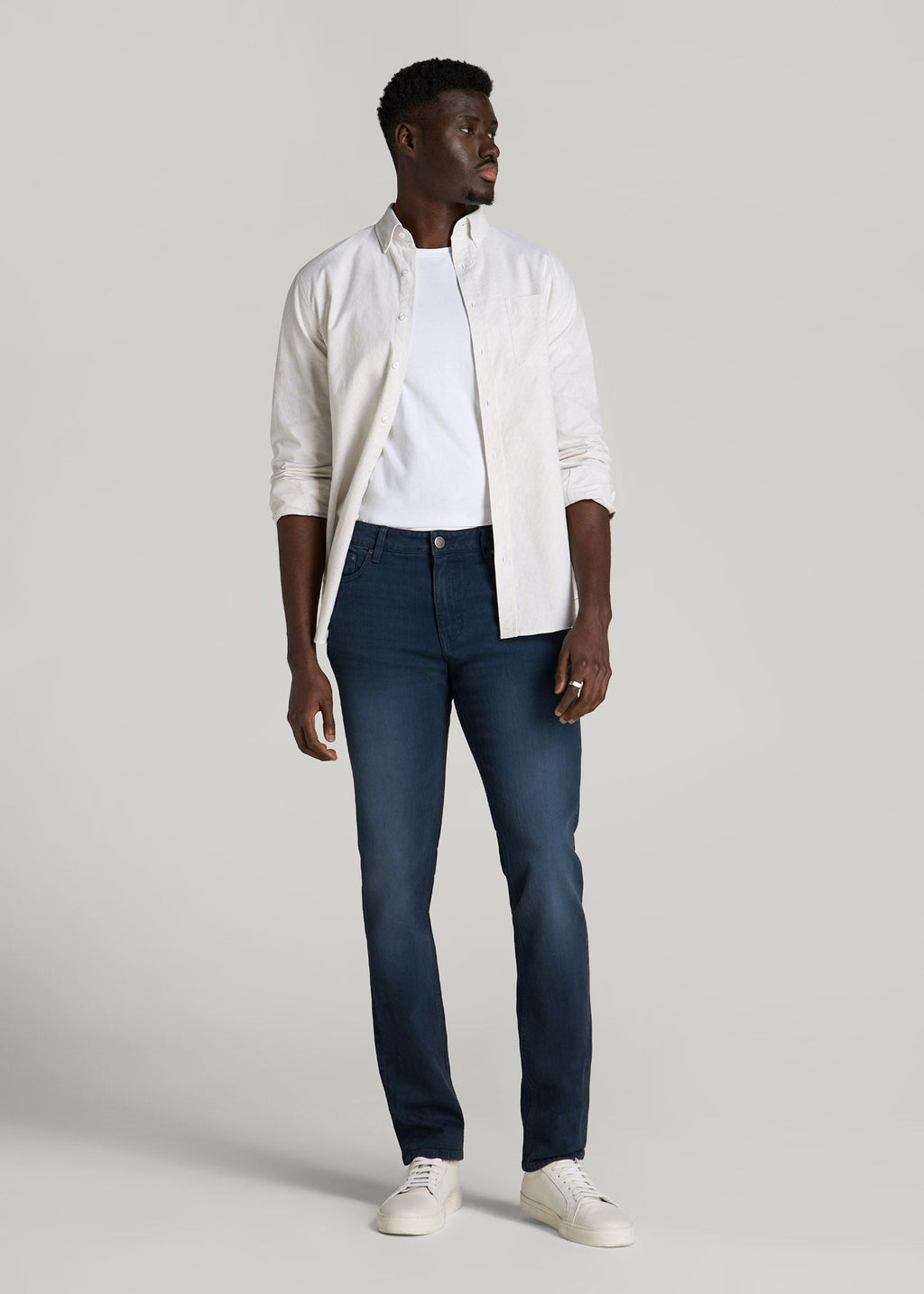 Dylan Slim Fit Jeans for Tall Men in Faded Blue Black