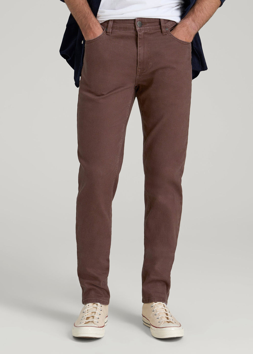 Dylan Slim Fit Colored Jeans for Tall Men in Dark Toffee