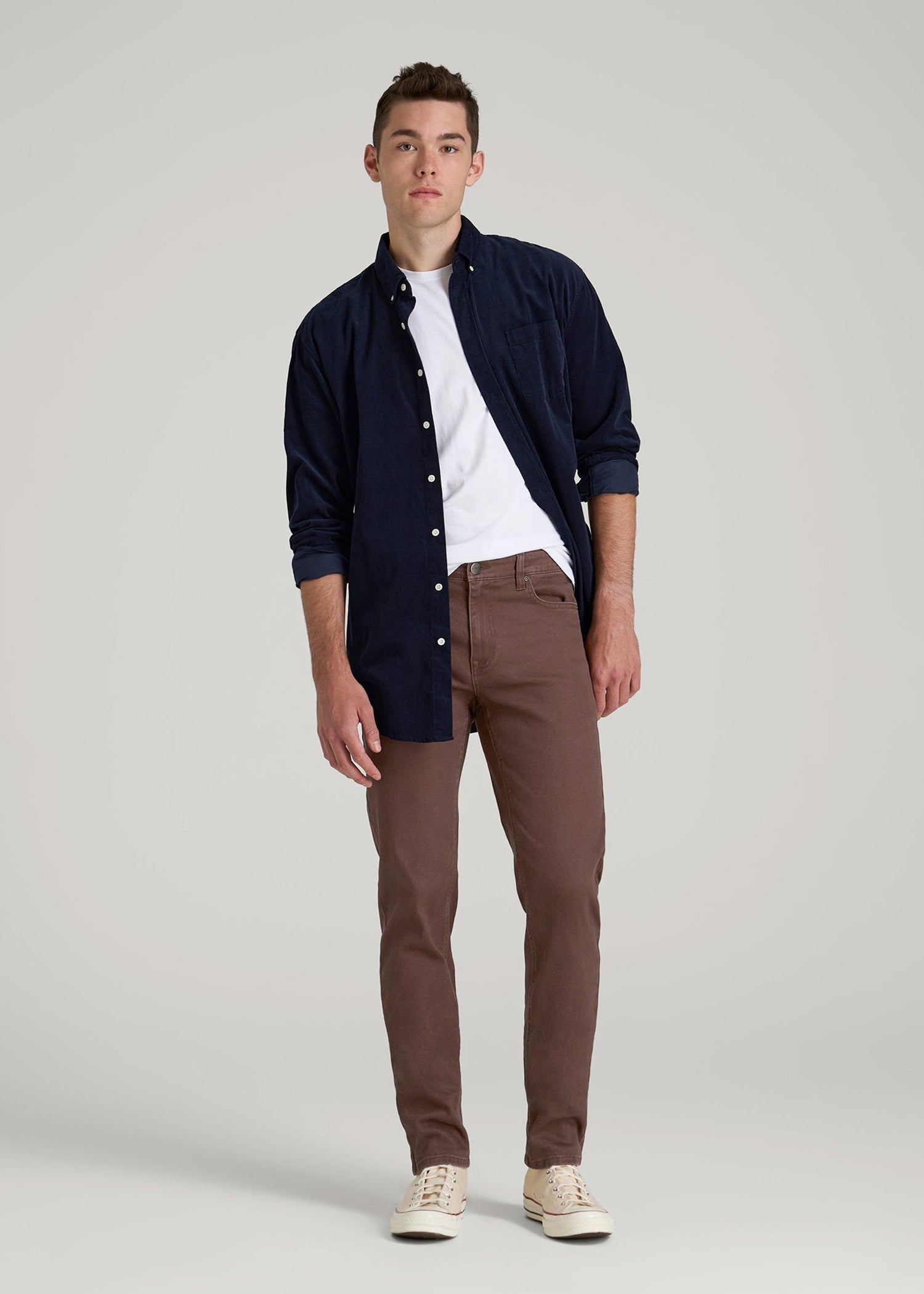 Dylan Slim Fit Colored Jeans for Tall Men in Dark Toffee