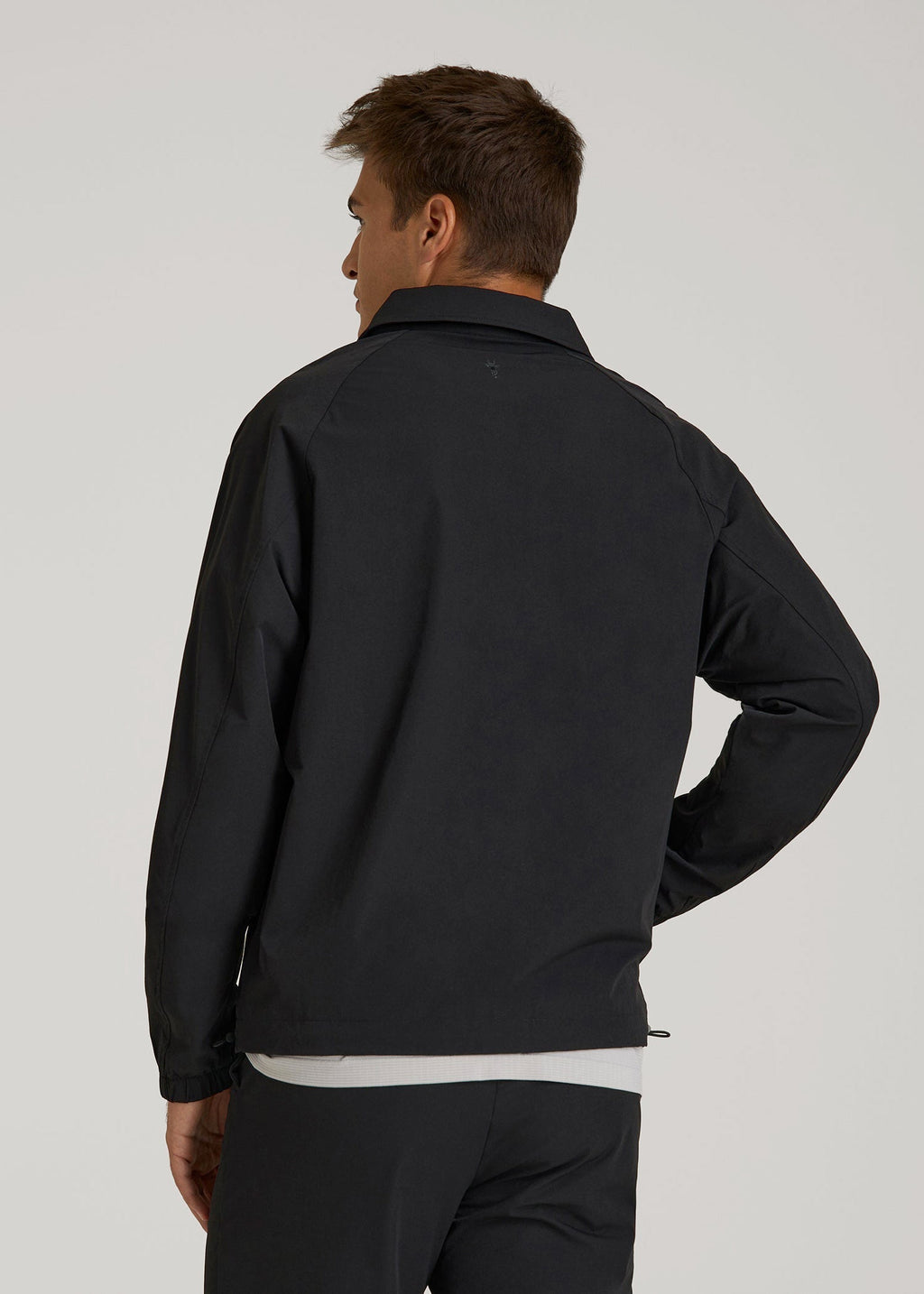 Flex Nylon Collared Jacket for Tall Men in Black