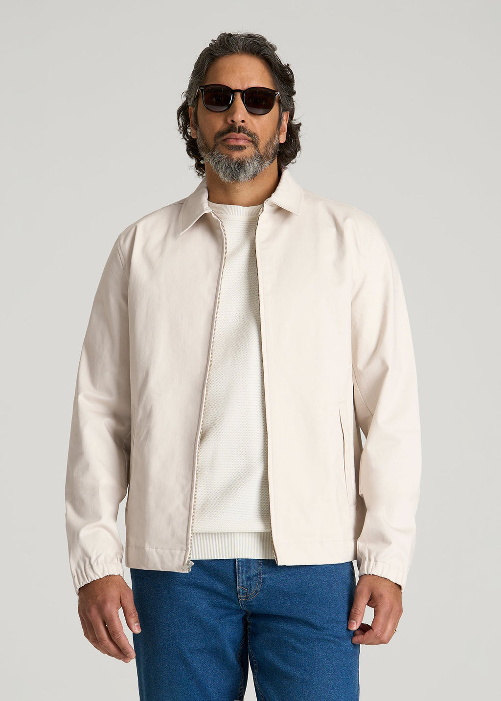 Harrington Jacket for Tall Men in Crystal Sand