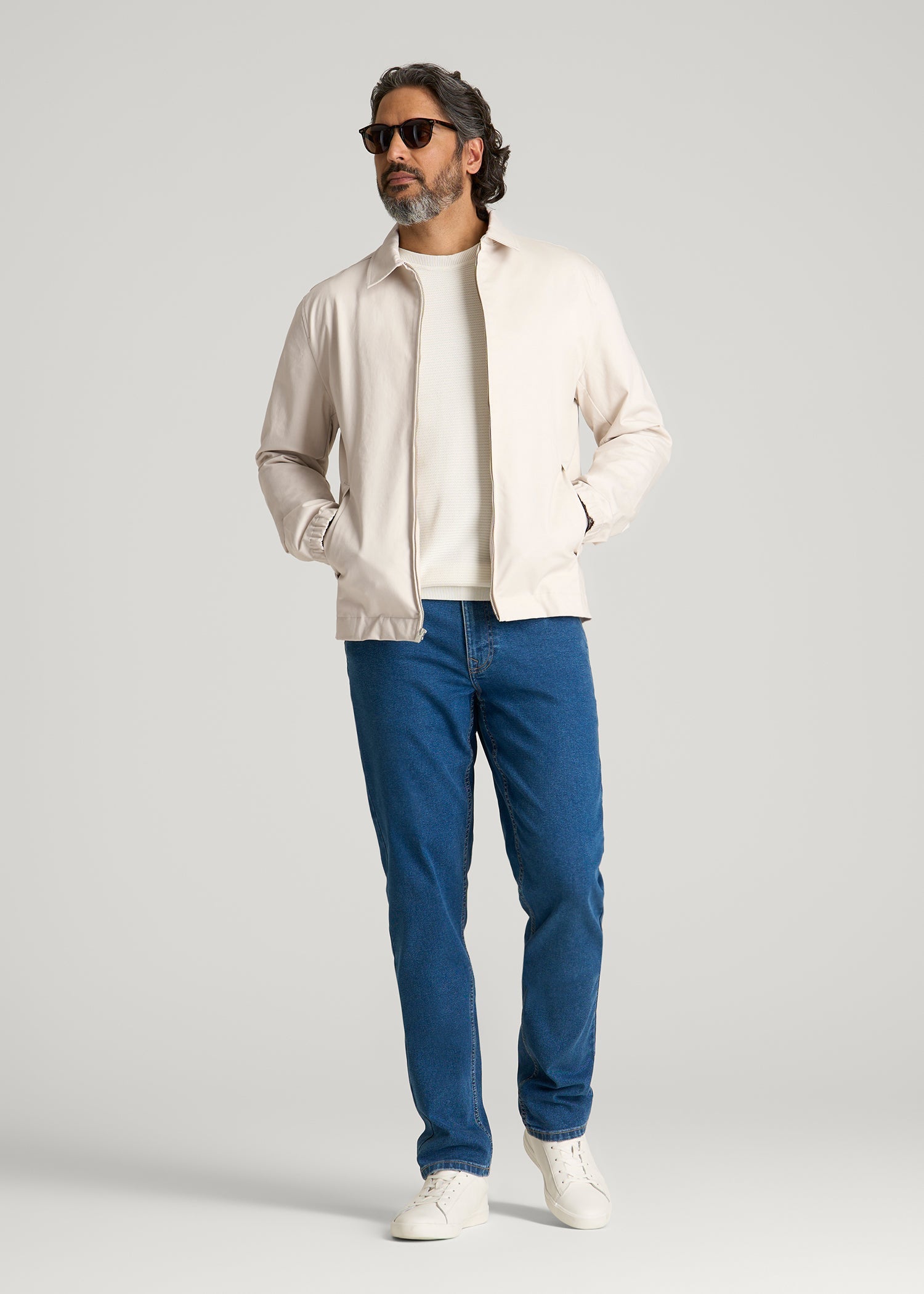 Harrington Jacket for Tall Men in Crystal Sand