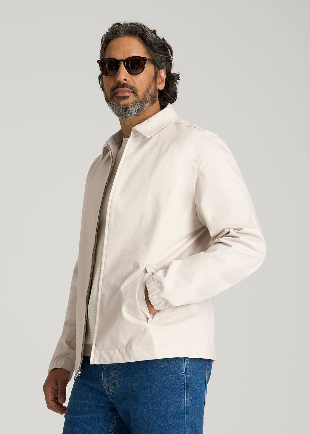 Harrington Jacket for Tall Men in Crystal Sand