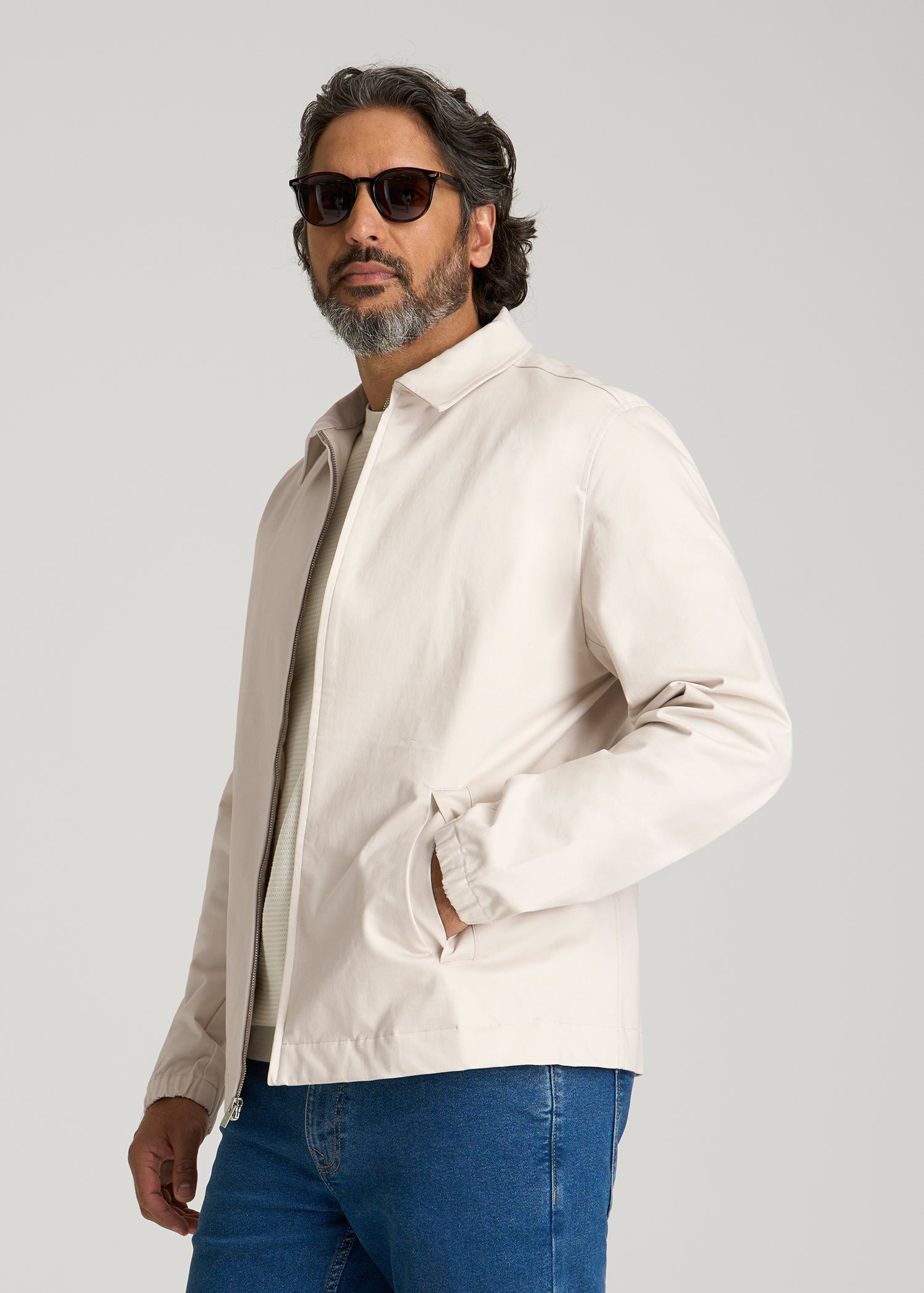 Harrington Jacket for Tall Men in Crystal Sand