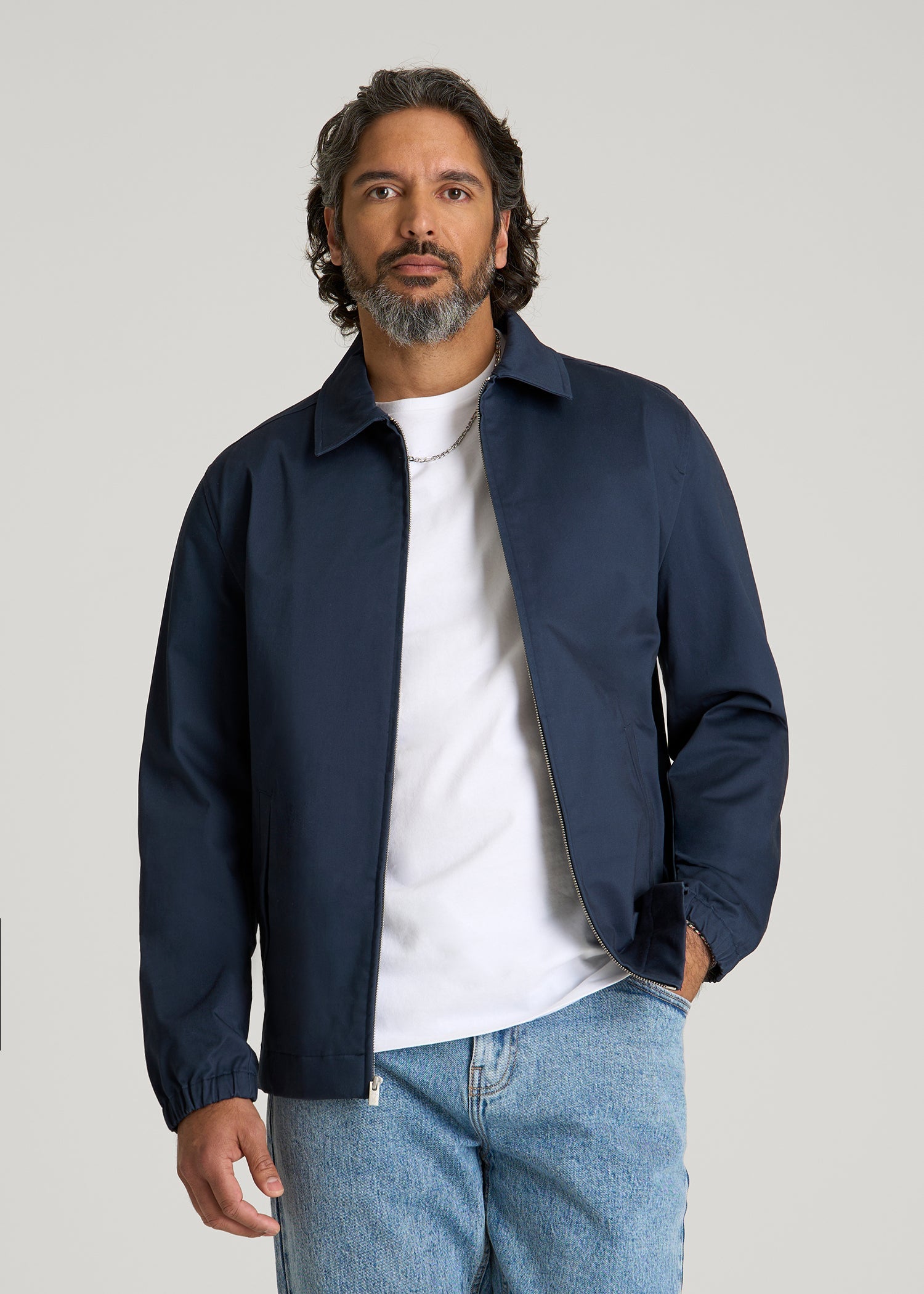 Harrington Jacket for Tall Men in Navy Blue