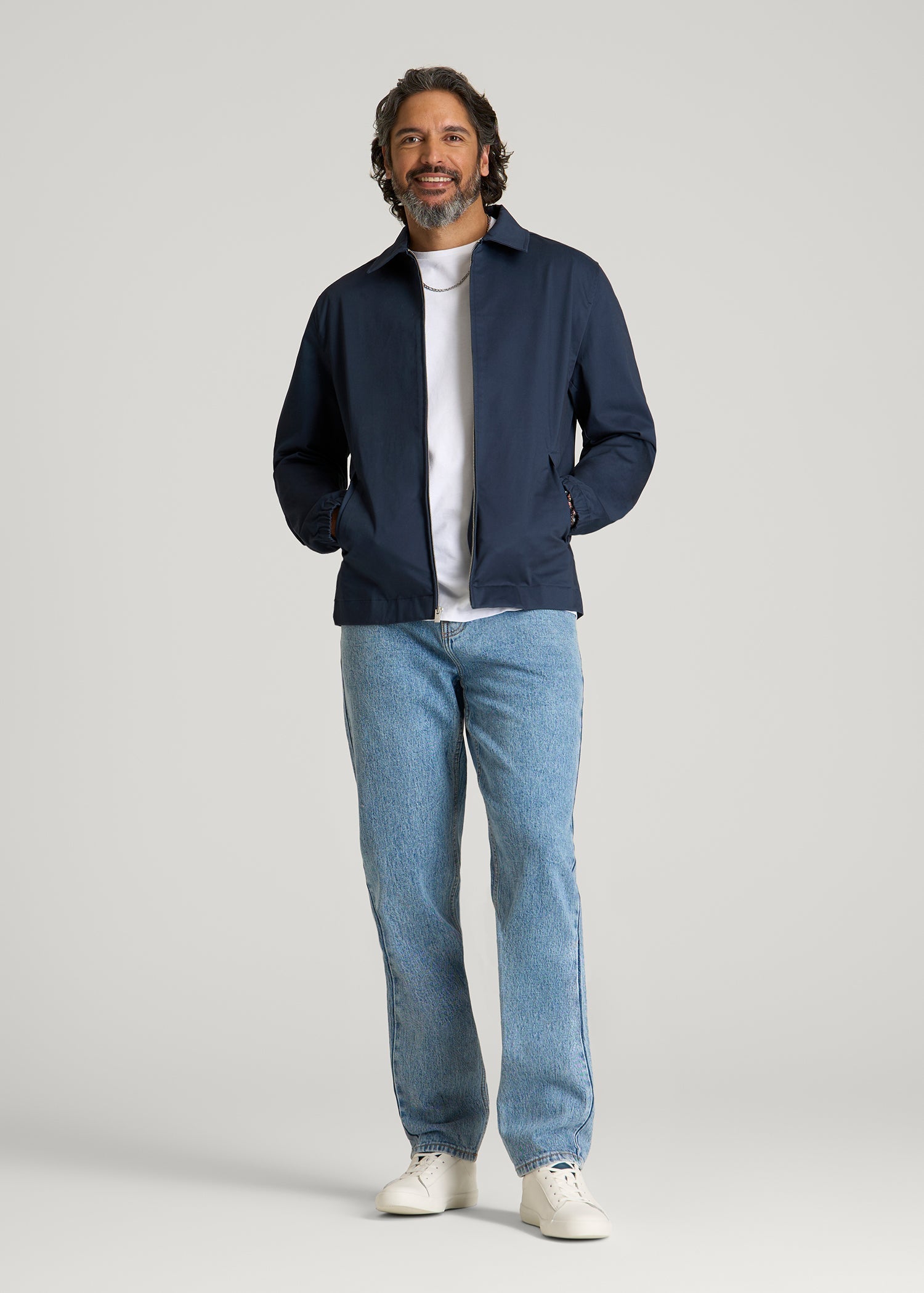 Harrington Jacket for Tall Men in Navy Blue