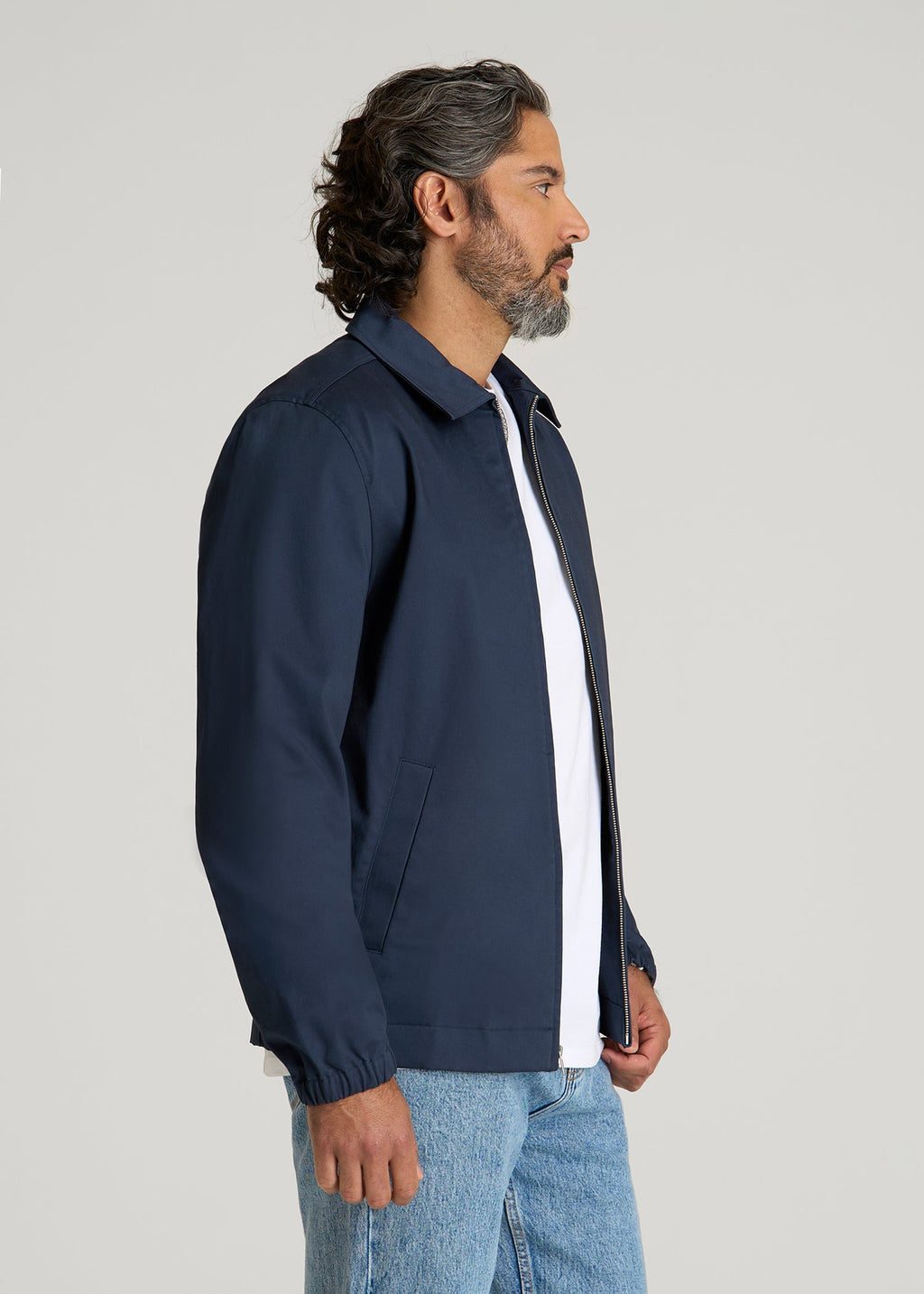 Harrington Jacket for Tall Men in Navy Blue