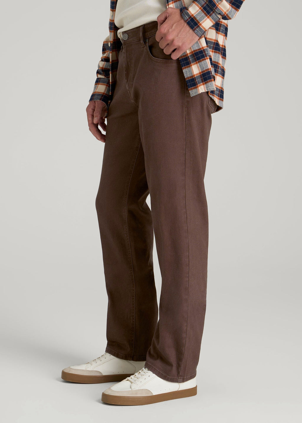 J1 Straight Fit Colored Jeans for Tall Men in Dark Toffee