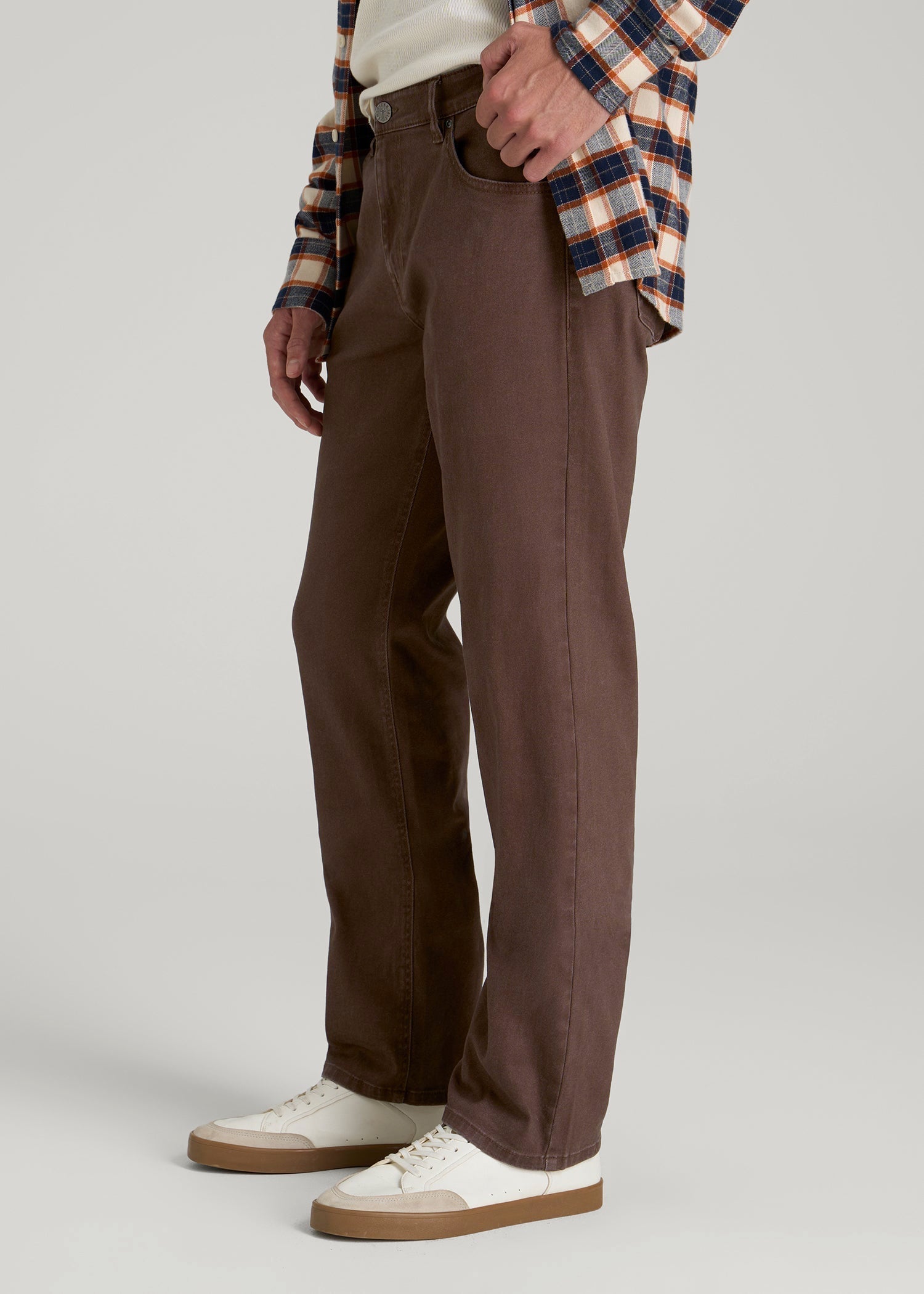 J1 Straight Fit Colored Jeans for Tall Men in Dark Toffee