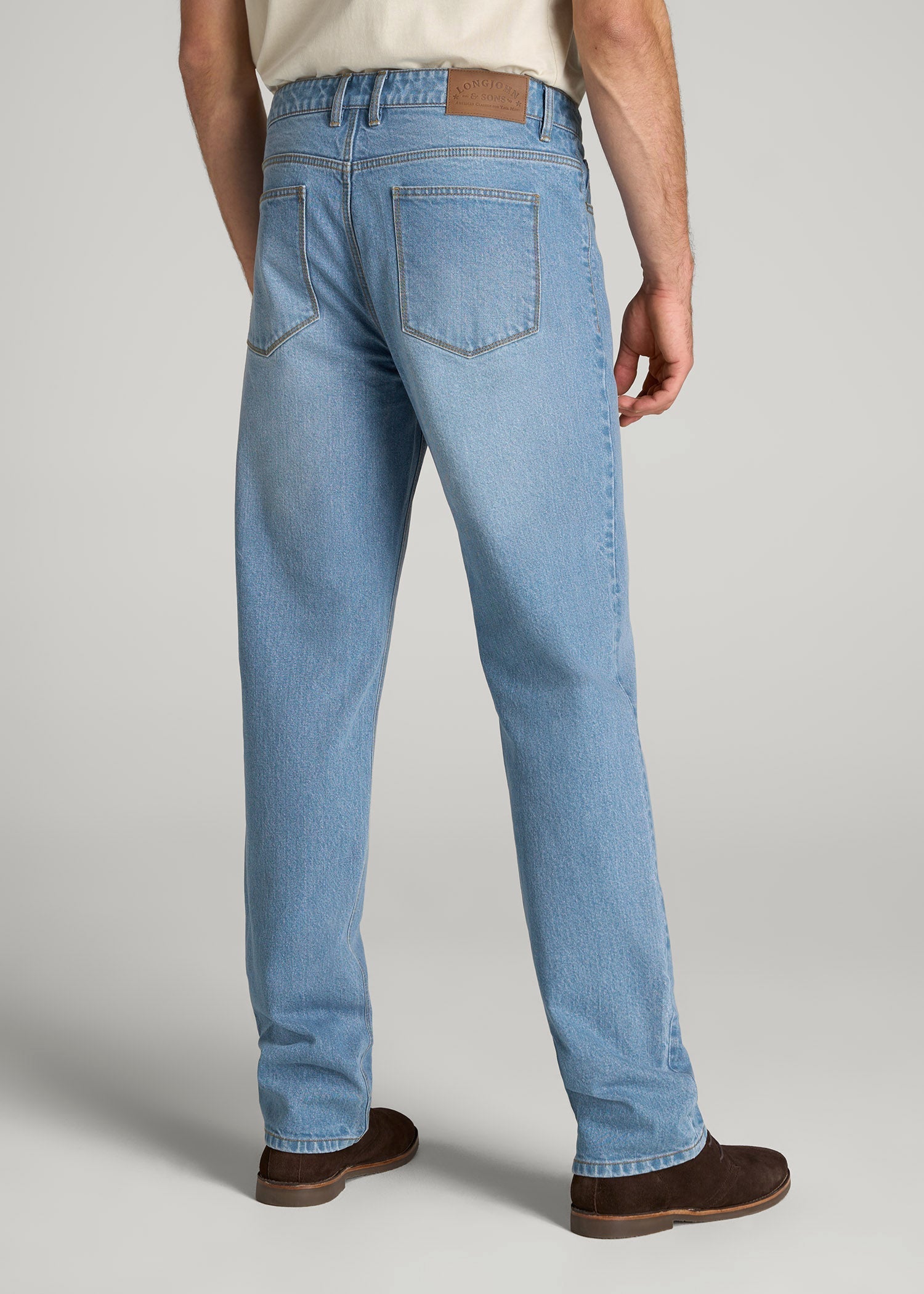 LJ&S STRAIGHT LEG Jeans for Tall Men in Stone Wash Light Blue