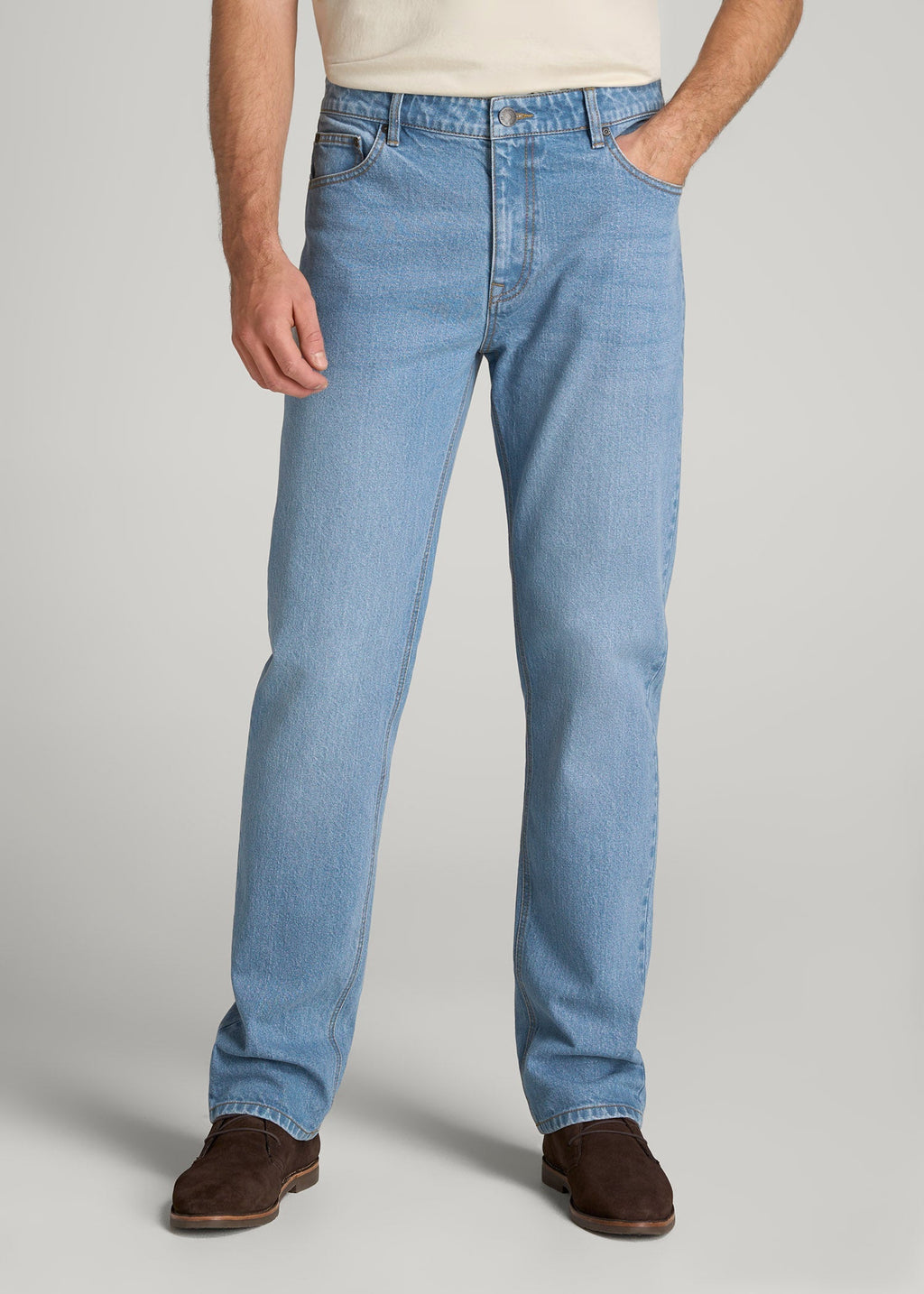 LJ&S STRAIGHT LEG Jeans for Tall Men in Stone Wash Light Blue