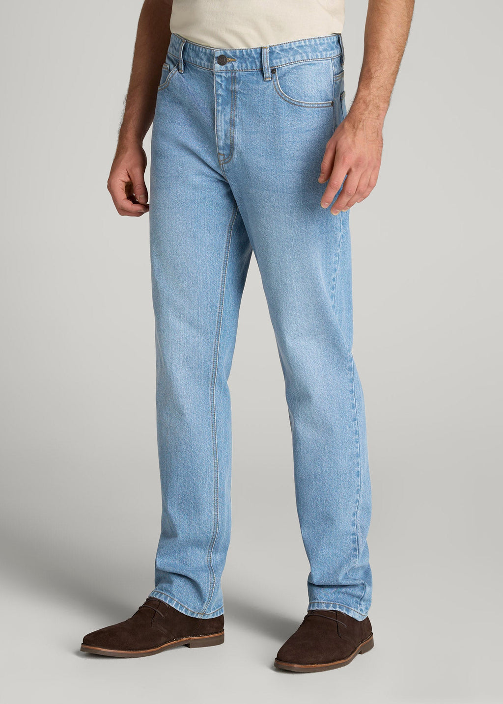 LJ&S STRAIGHT LEG Jeans for Tall Men in Stone Wash Light Blue