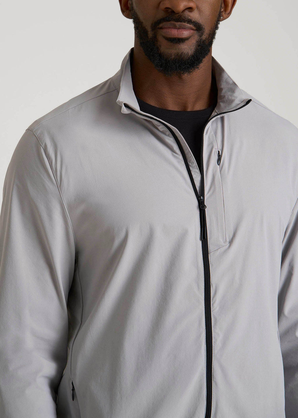 Softshell Jacket for Outdoor Training for Tall Men in Light Grey