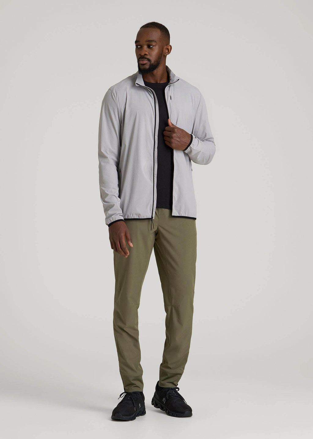 Softshell Jacket for Outdoor Training for Tall Men in Light Grey
