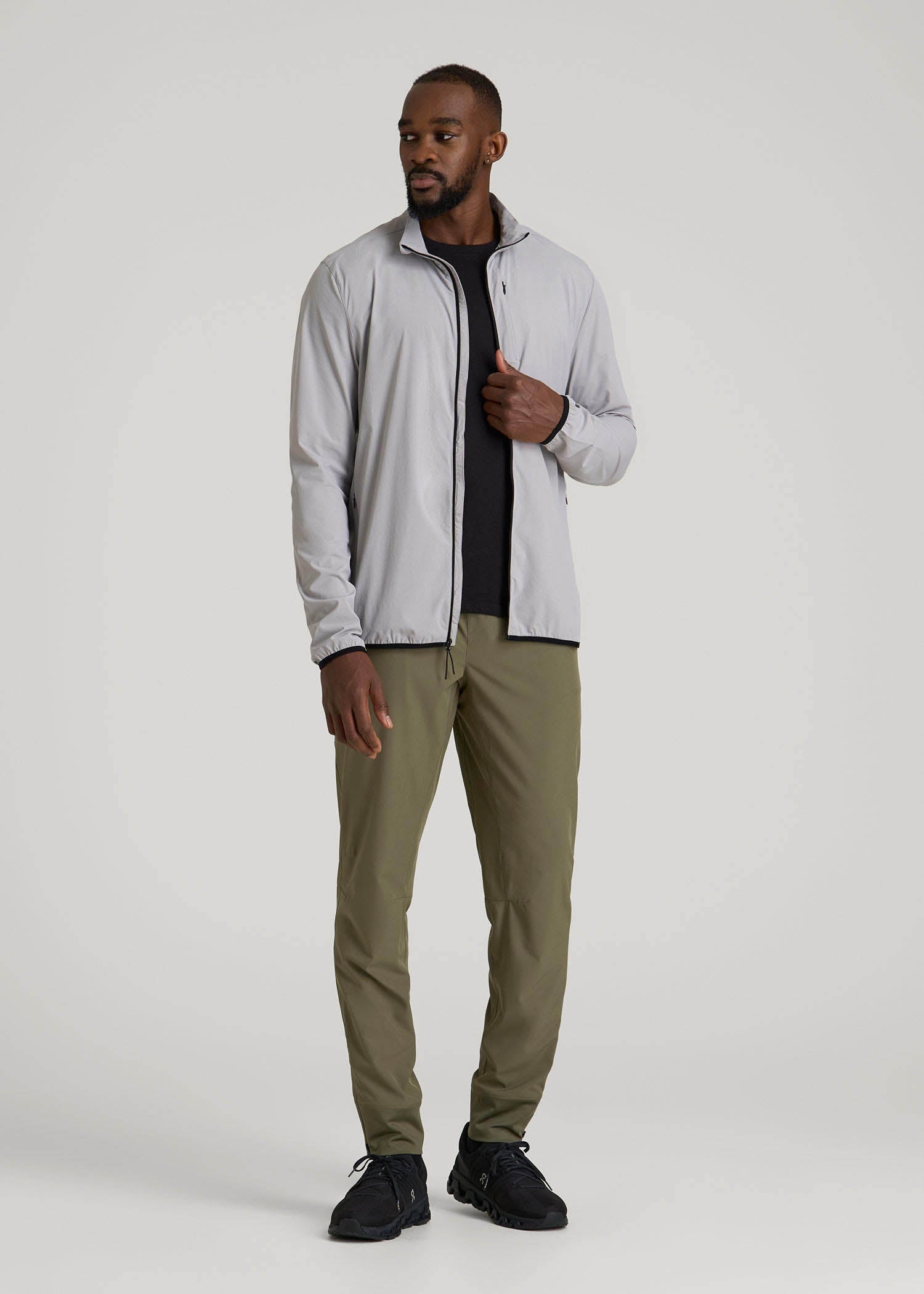 Softshell Jacket for Outdoor Training for Tall Men in Light Grey
