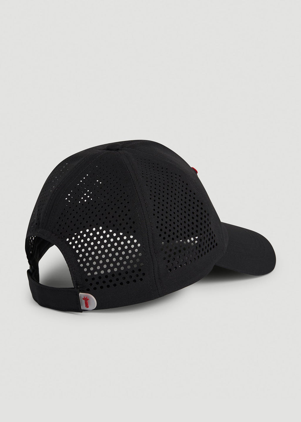 Lightweight Perforated Hat in Black with Red Logo